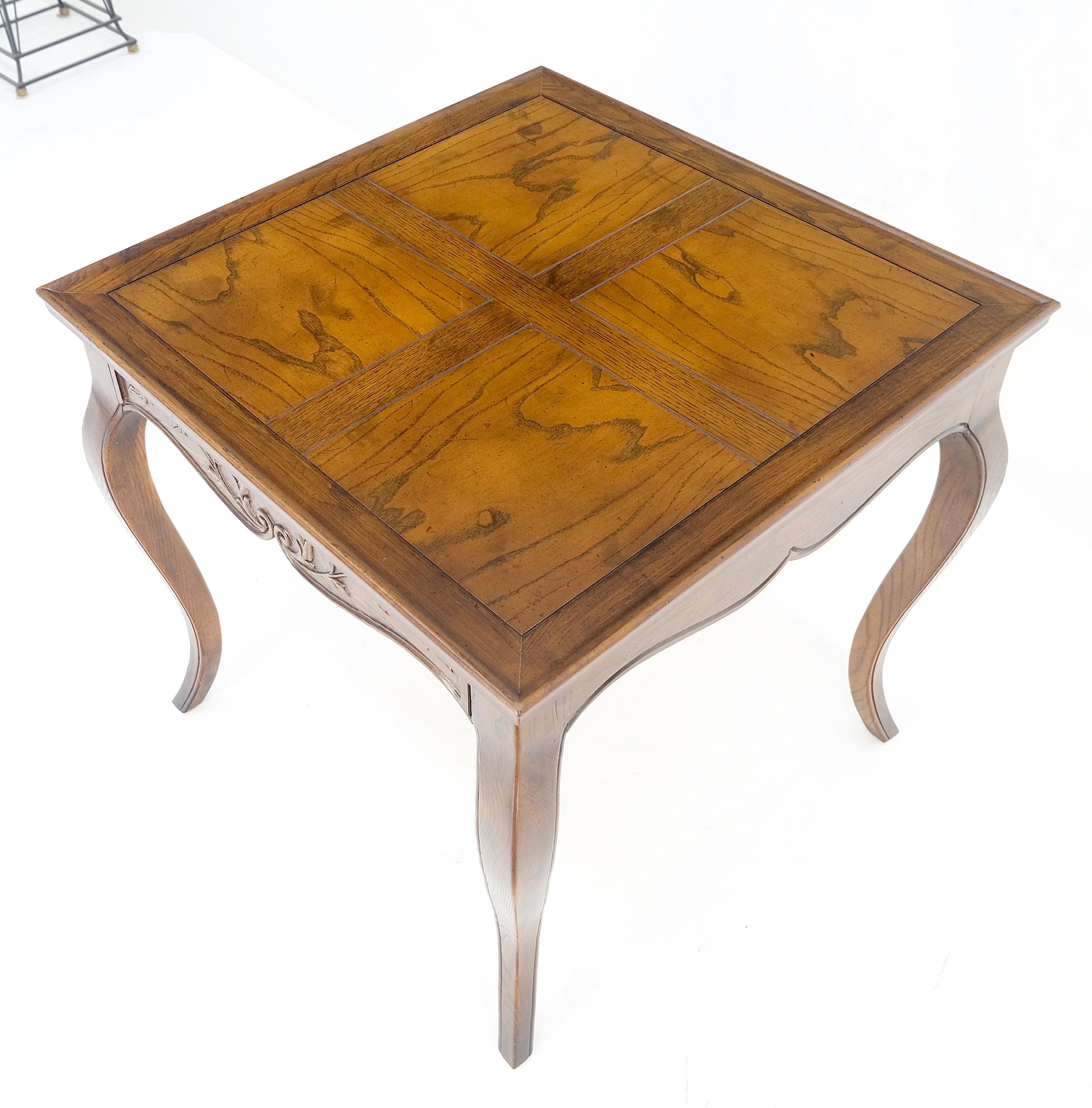 Henredon Carved Drawer Front Burl Wood Parquetry Top Cabriole Leg Side End Table For Sale 4
