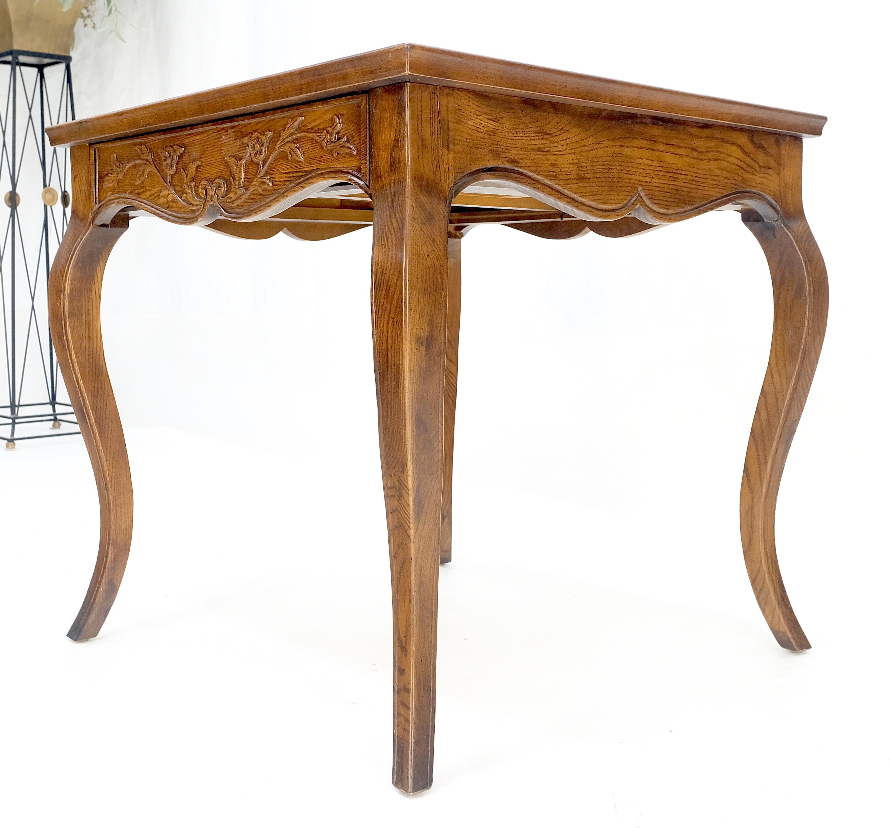Henredon Carved Drawer Front Burl Wood Parquetry Top Cabriole Leg Side End Table For Sale 5