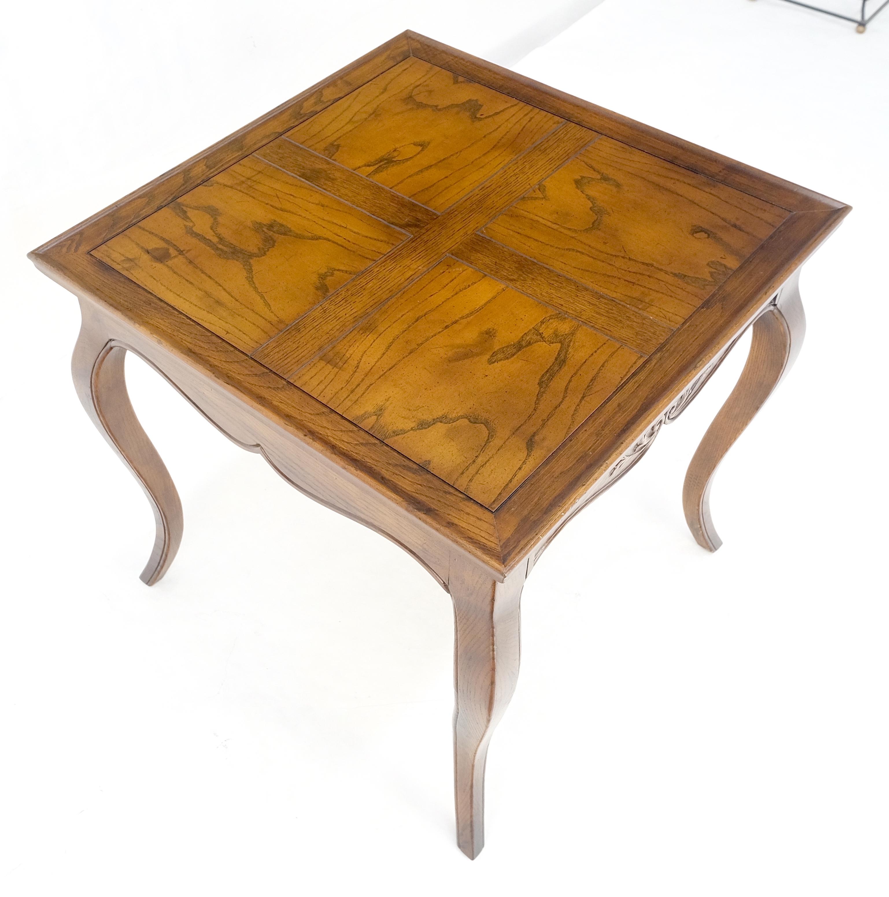 Henredon Carved Drawer Front Burl Wood Parquetry Top Cabriole Leg Side End Table For Sale 8