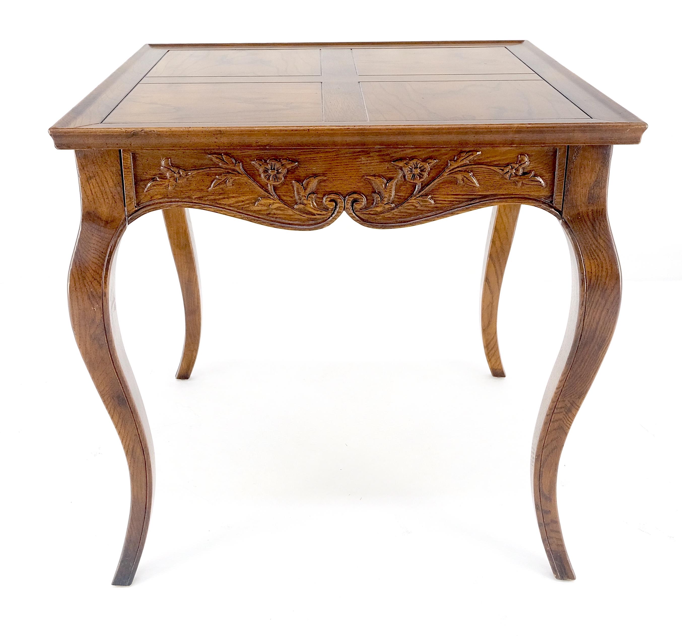 MINT Henredon Carved Drawer Front Burl Wood Parquetry Top Cabriole Leg Side End Table 