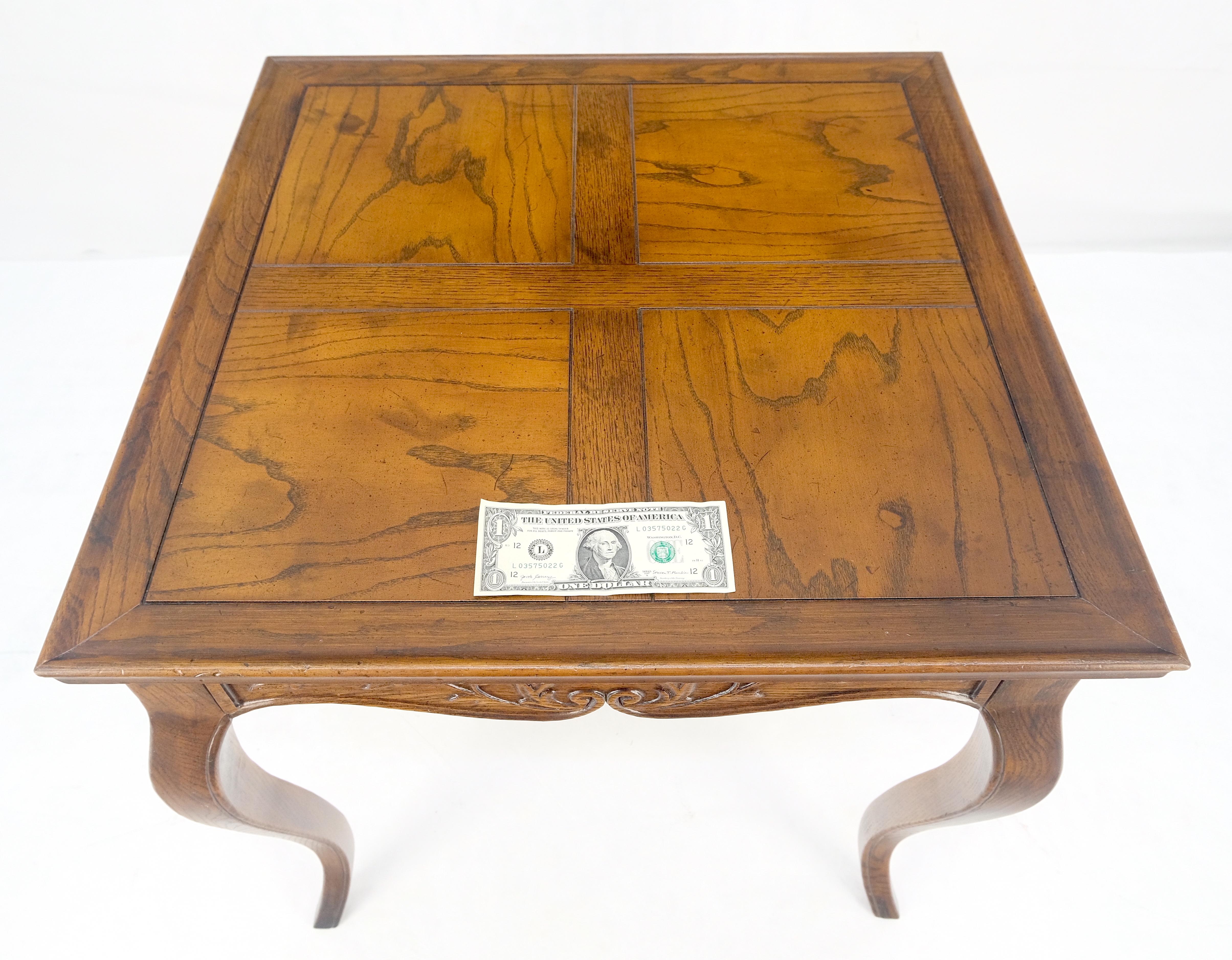 Henredon Carved Drawer Front Burl Wood Parquetry Top Cabriole Leg Side End Table In Excellent Condition For Sale In Rockaway, NJ