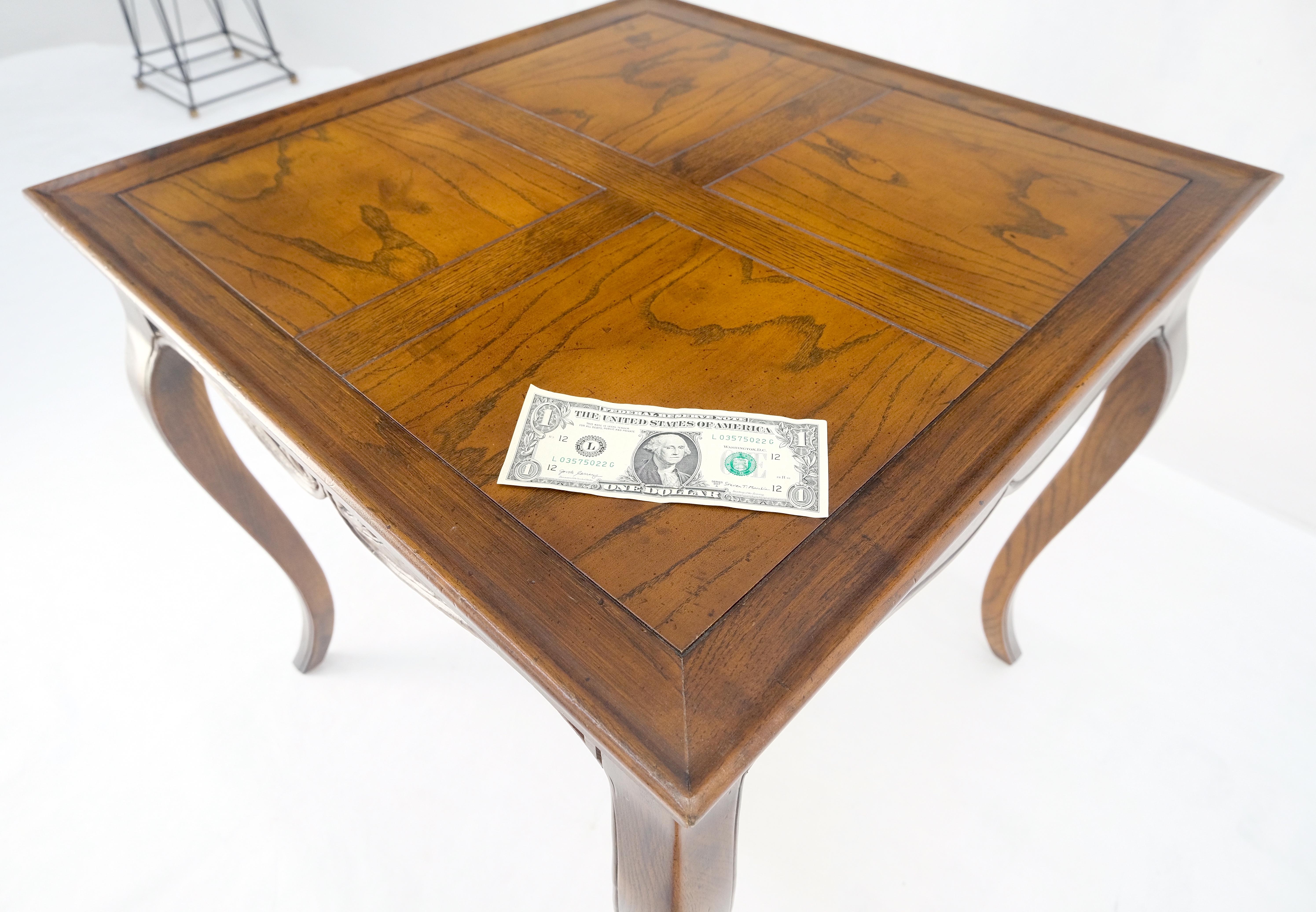 20th Century Henredon Carved Drawer Front Burl Wood Parquetry Top Cabriole Leg Side End Table For Sale