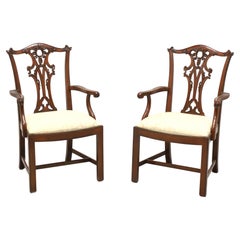 HENREDON Carved Mahogany Chippendale Dining Armchairs - Pair