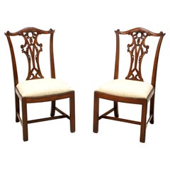 HENREDON Carved Mahogany Chippendale Dining Side Chairs - Pair A