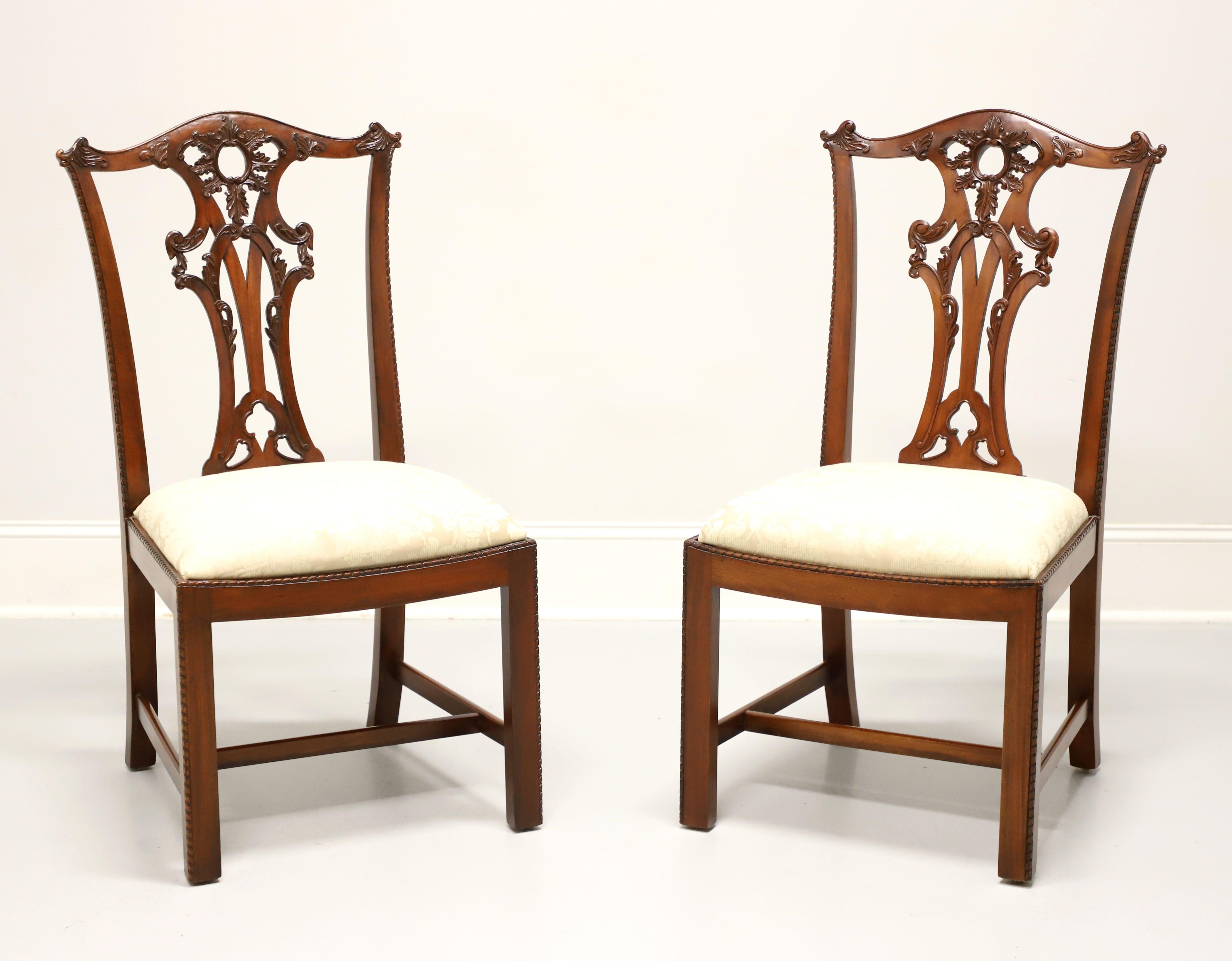 HENREDON Carved Mahogany Chippendale Dining Side Chairs - Pair D 7