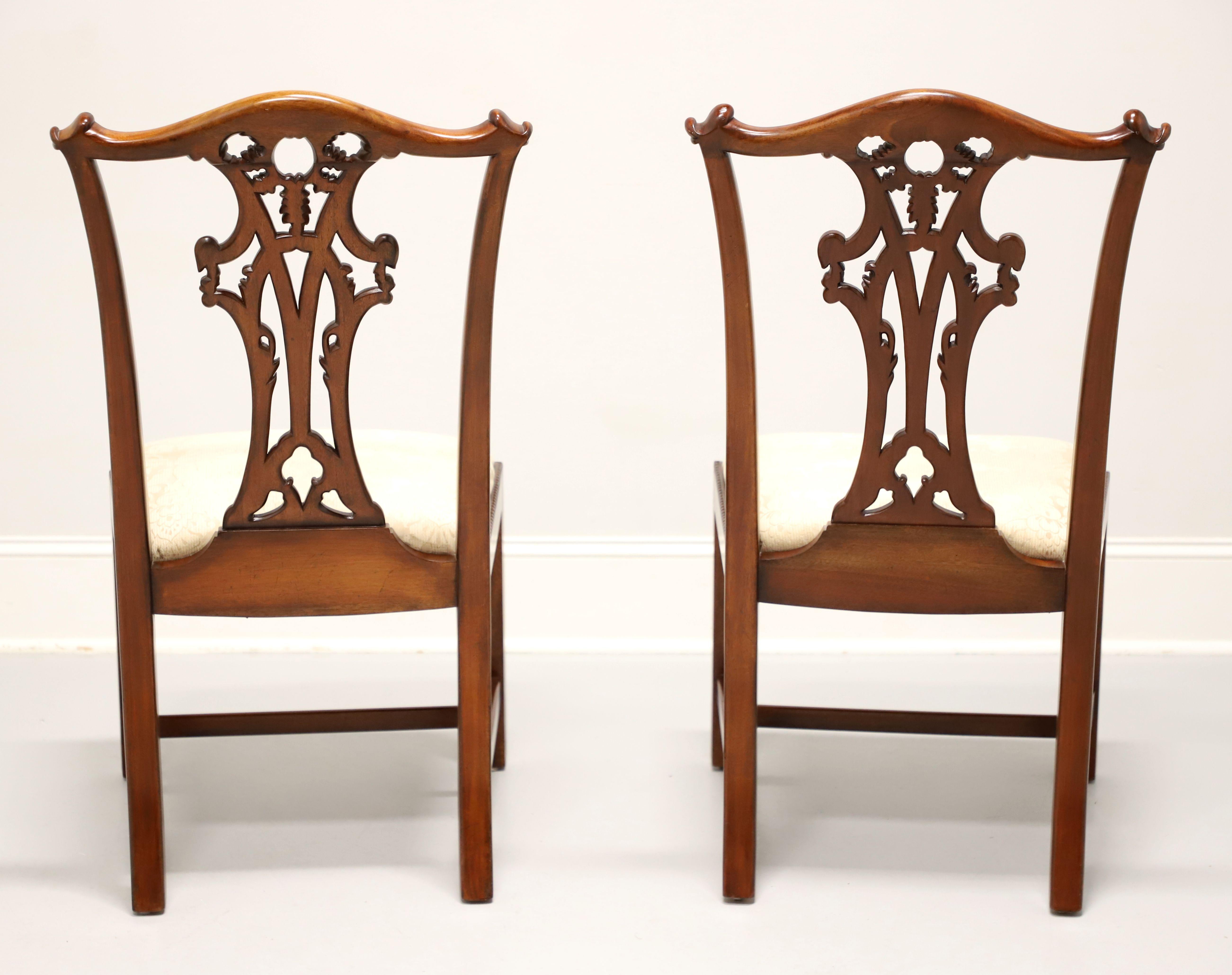 Contemporary HENREDON Carved Mahogany Chippendale Dining Side Chairs - Pair D