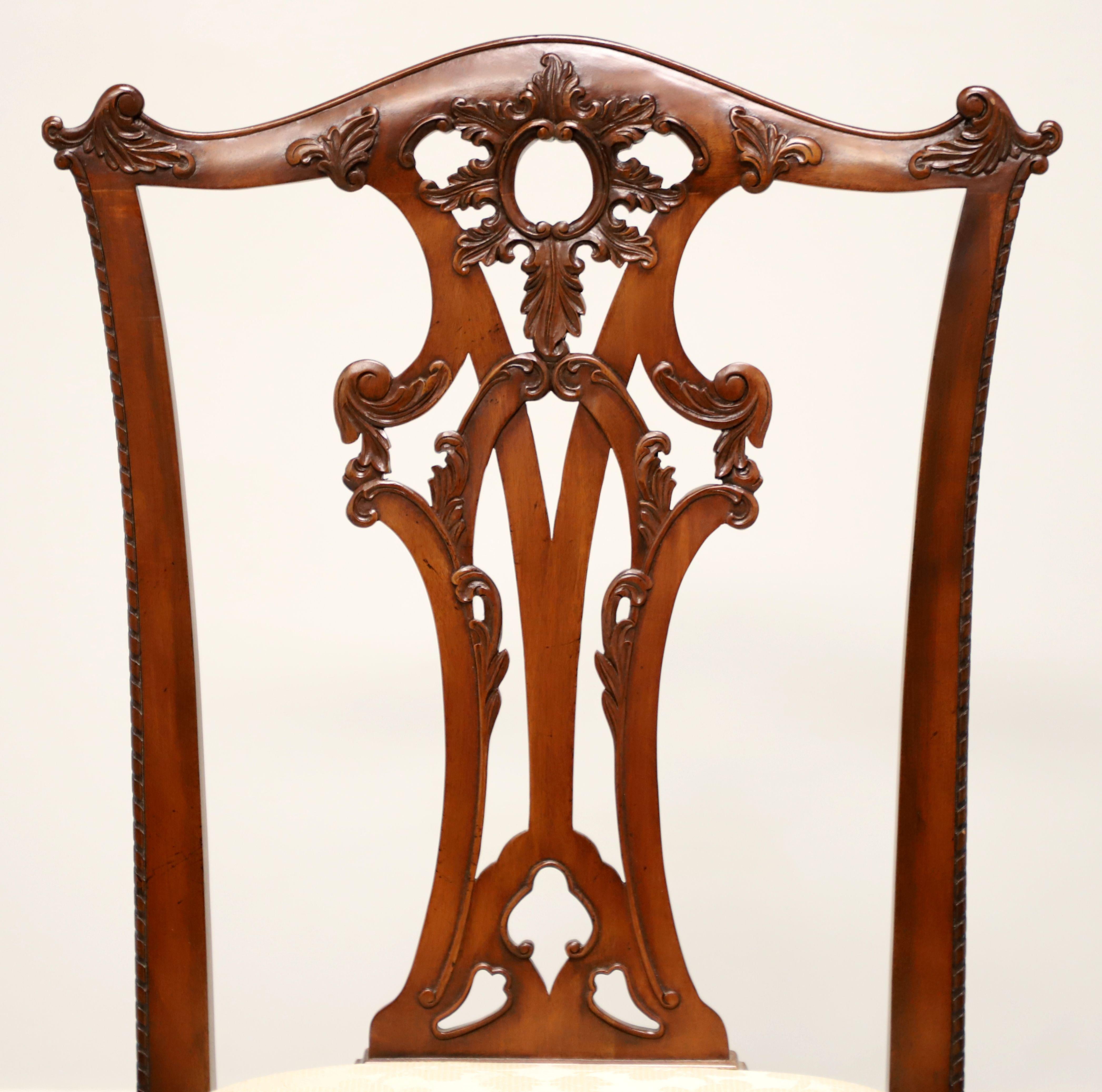 HENREDON Carved Mahogany Chippendale Dining Side Chairs - Pair D 1