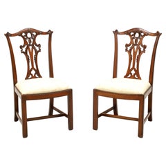 HENREDON Carved Mahogany Chippendale Dining Side Chairs - Pair D