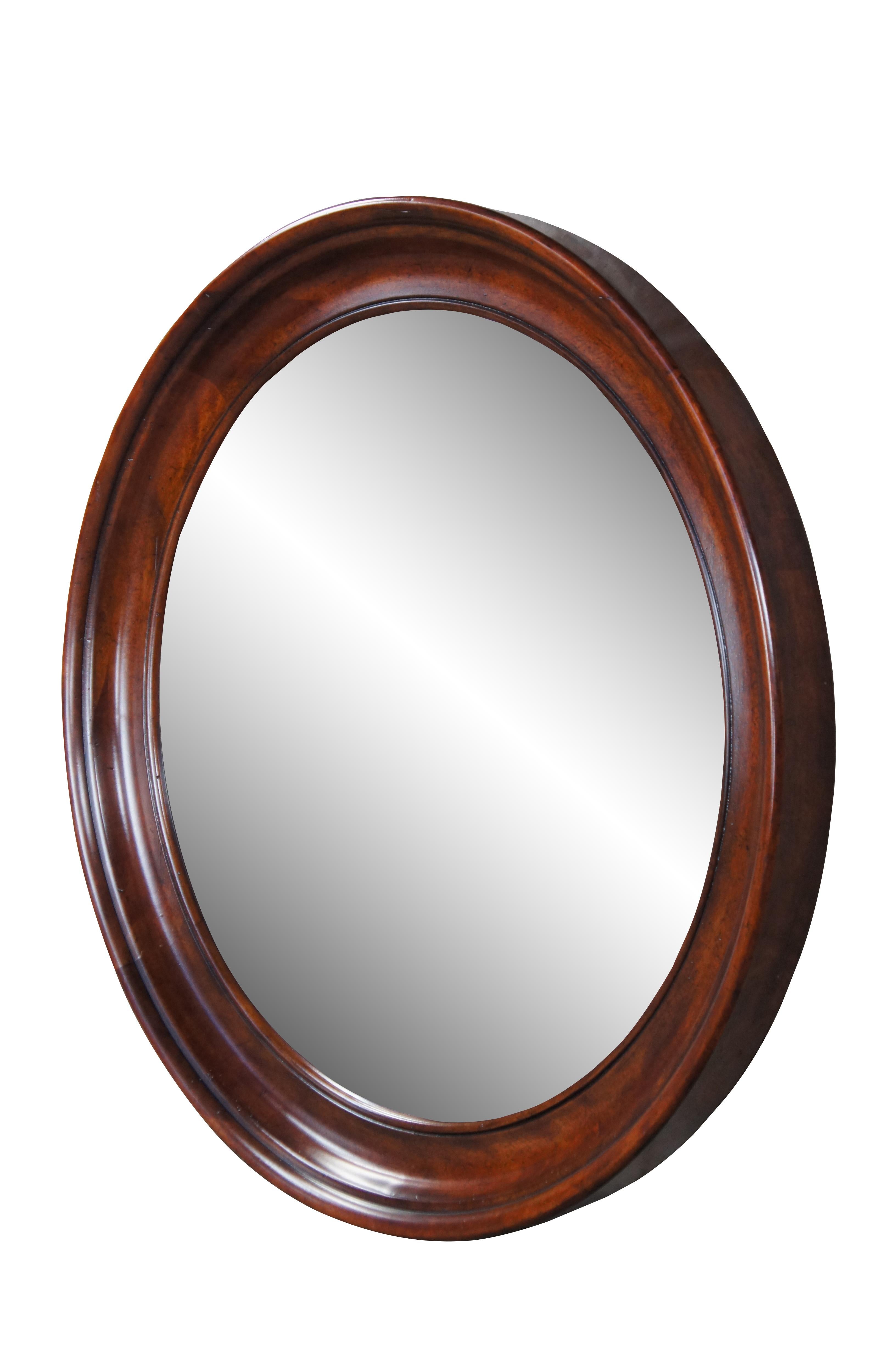 Henredon Cavalier Aged Cherry Round Beveled Hall Vanity Mirror 42