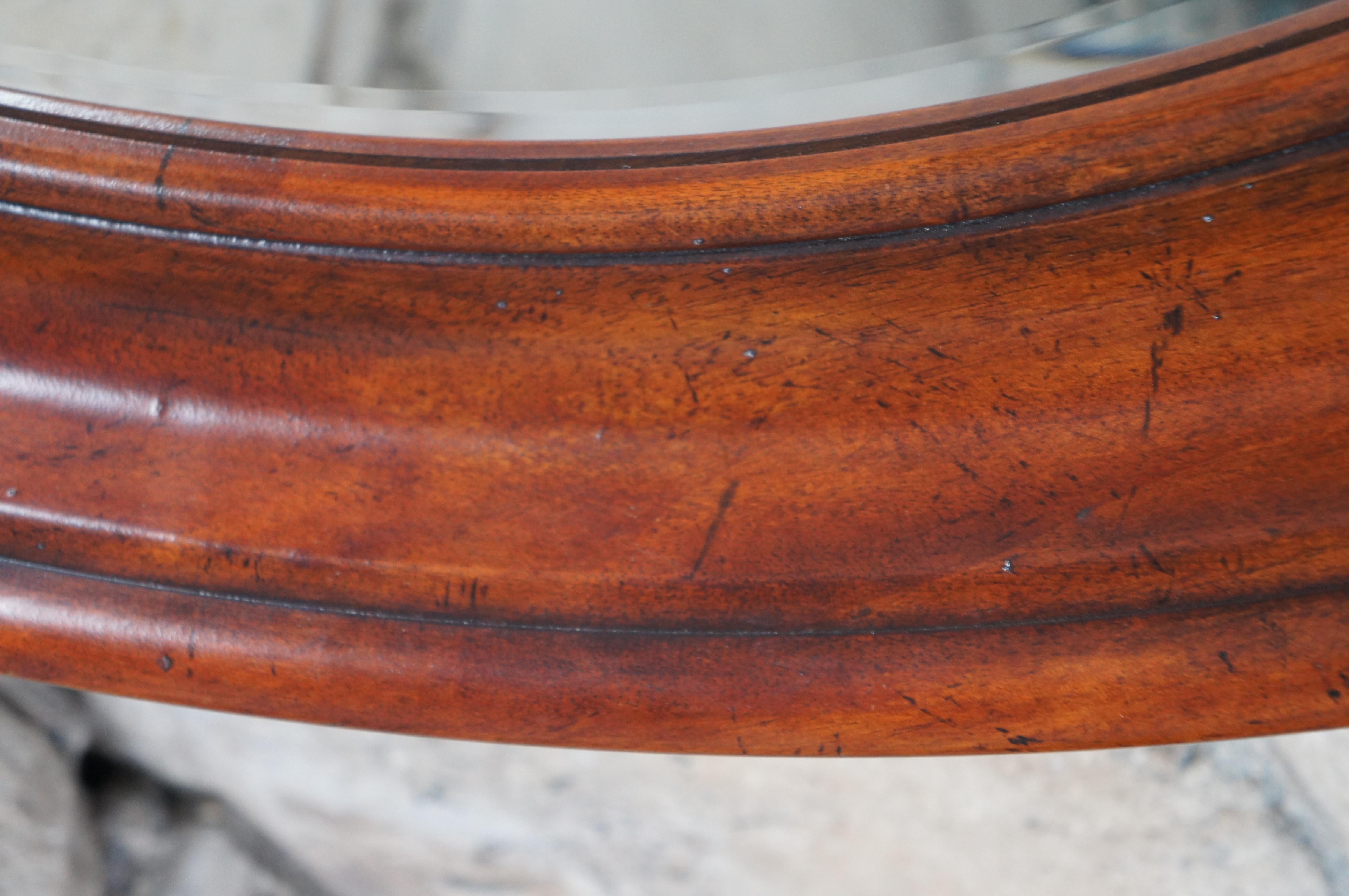 Henredon Cavalier Aged Cherry Round Beveled Hall Vanity Mirror 42
