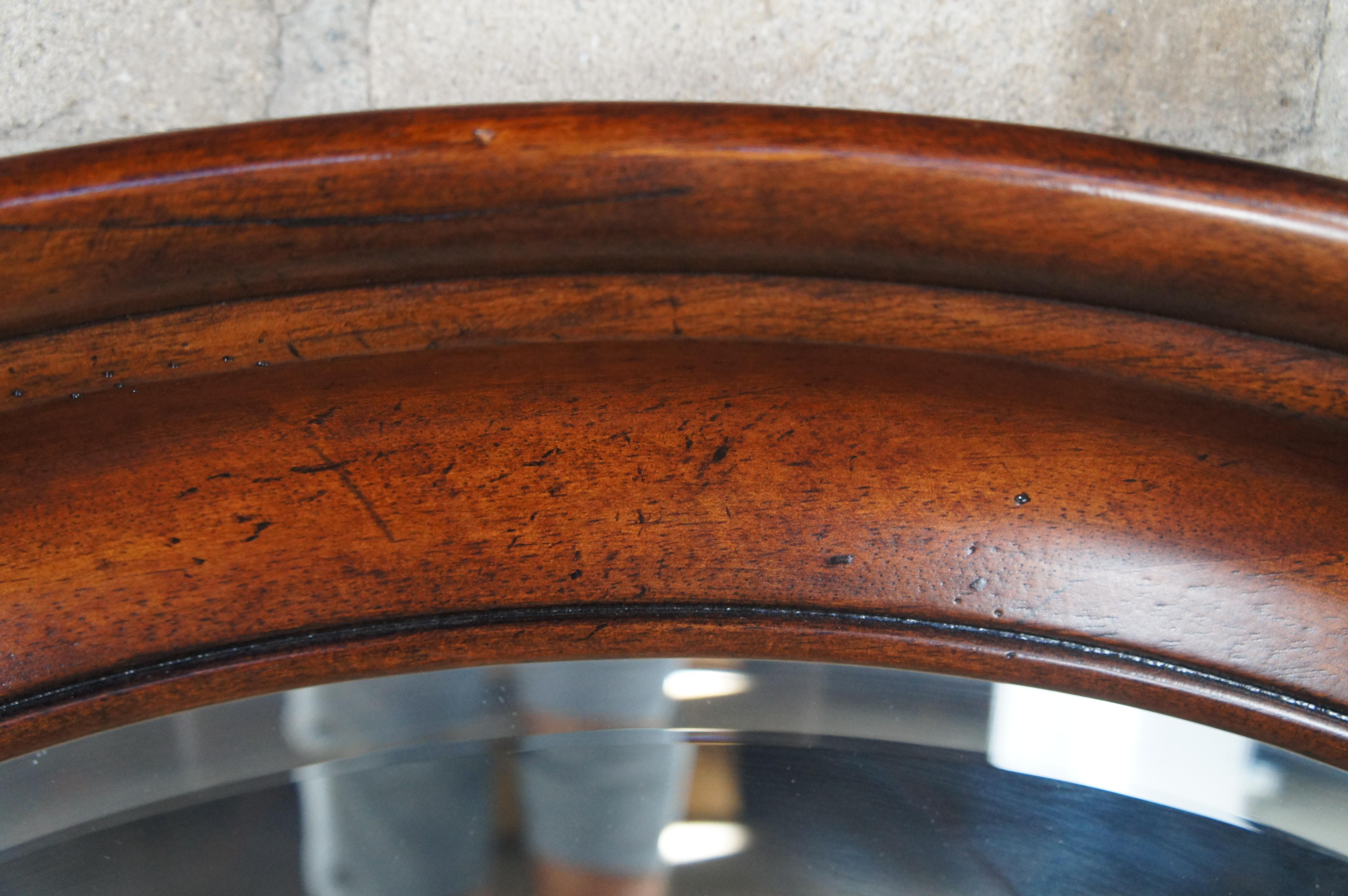 Henredon Cavalier Aged Cherry Round Beveled Hall Vanity Mirror 42