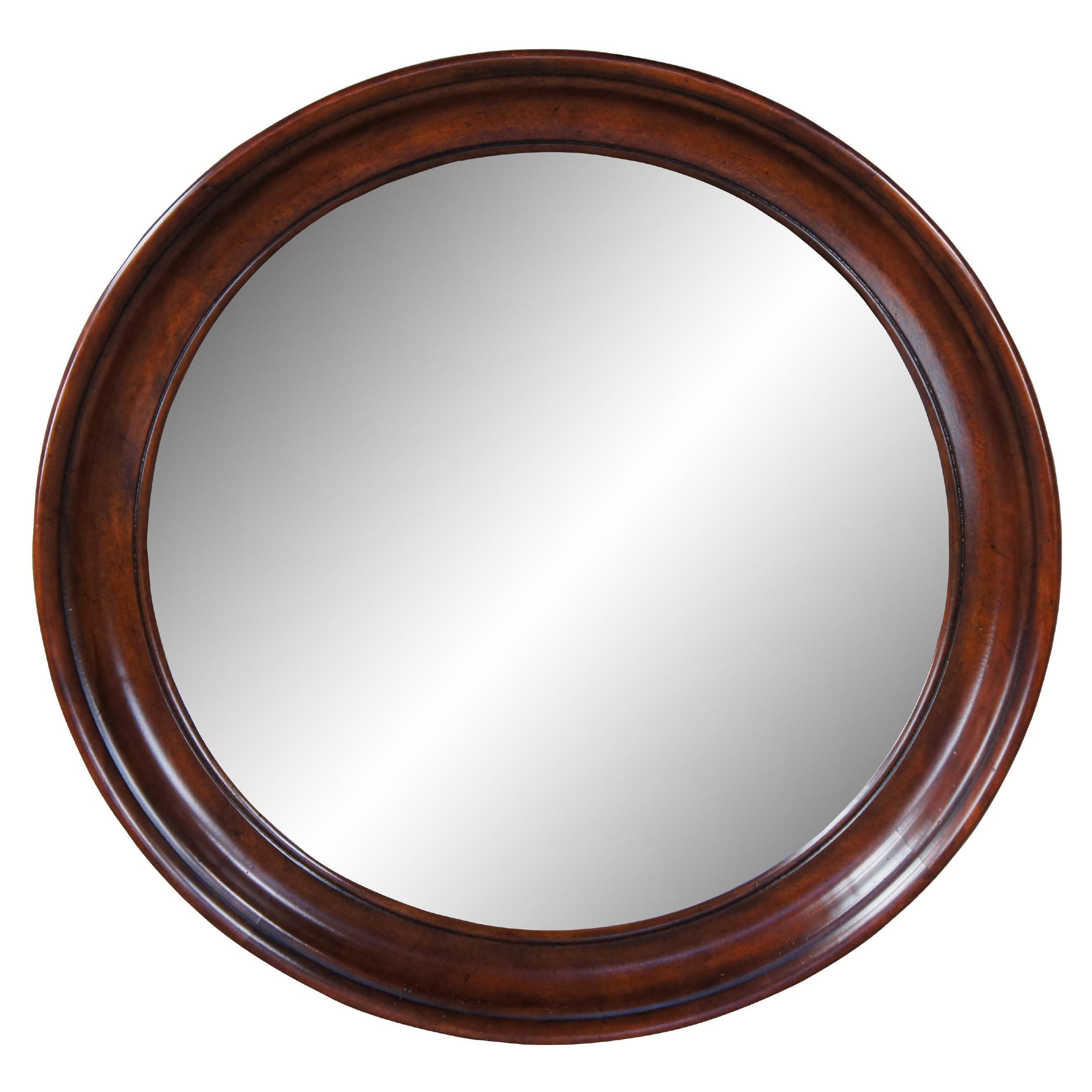 Henredon Cavalier Aged Cherry Round Beveled Hall Vanity Mirror 42"