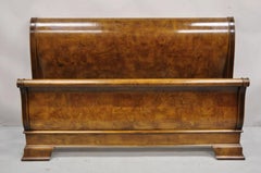 Henredon Charles X Empire Style Burl Wood Queen Size Sleigh Bed Frame