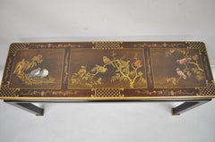 Henredon Chinoiserie Oriental Asian Decorated Painted Console Sofa Hall Table