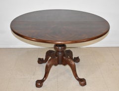 Henredon Chippendale 45" Round Dining Table Flamed Mahogany Top Carved Feet
