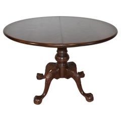 Mesa de Comedor Redonda Henredon Chippendale 45" Tapa de Caoba Flameada Pies Tallados