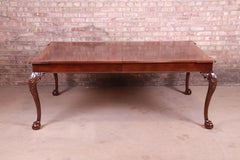 Henredon Chippendale Banded Mahogany Extension Dining Table, Newly Refinished