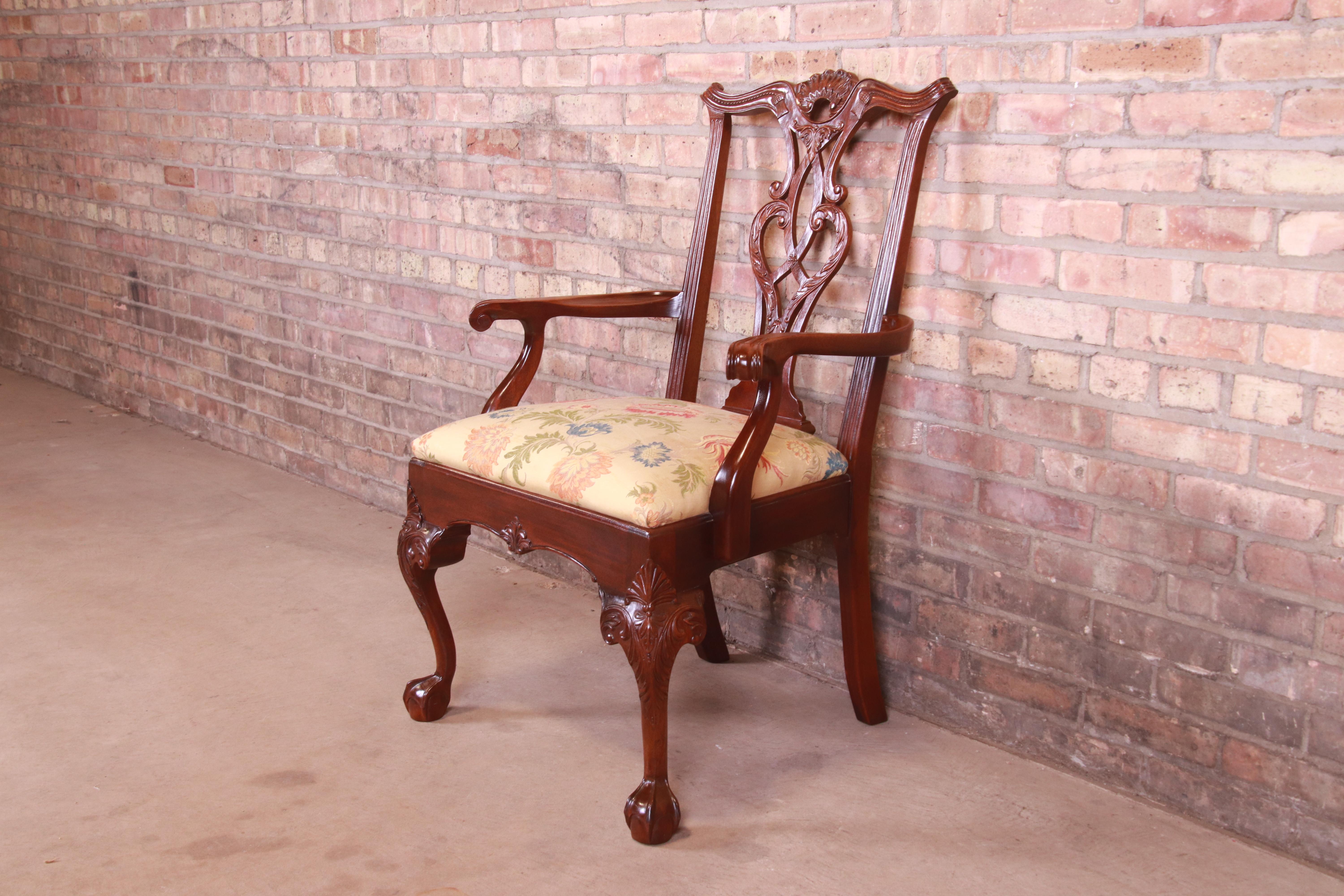Henredon Chippendale Carved Mahogany Dining Chairs, Set of Eight 4