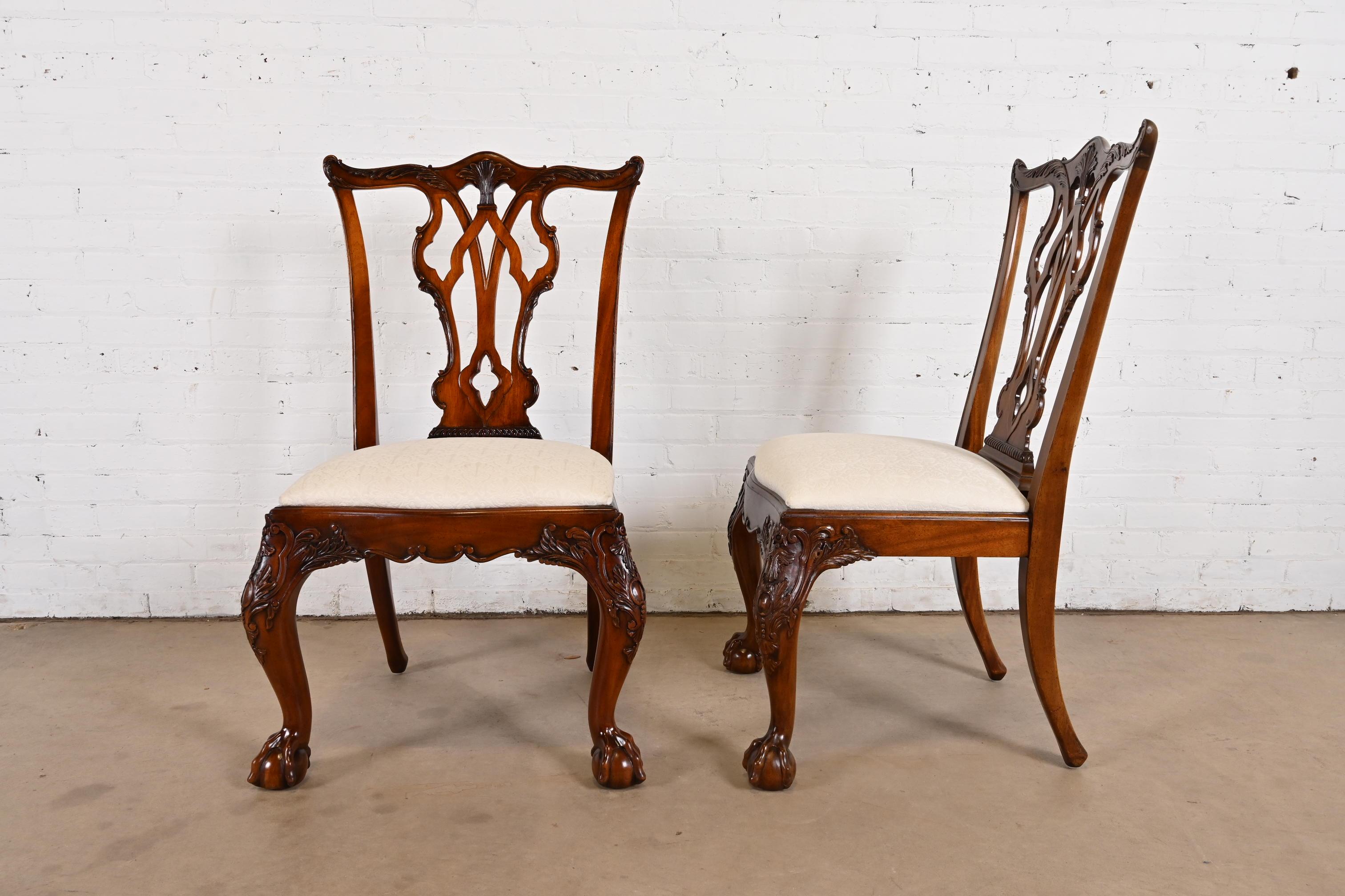 Henredon Chippendale Carved Mahogany Dining Chairs, Set of Eight 4