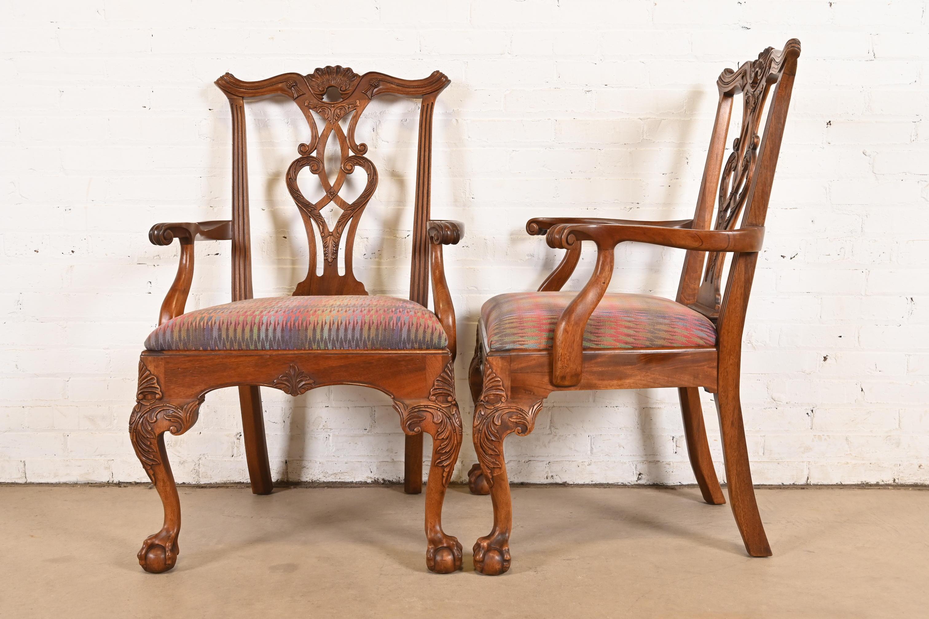 Henredon Chippendale Carved Mahogany Dining Chairs, Set of Eight 4