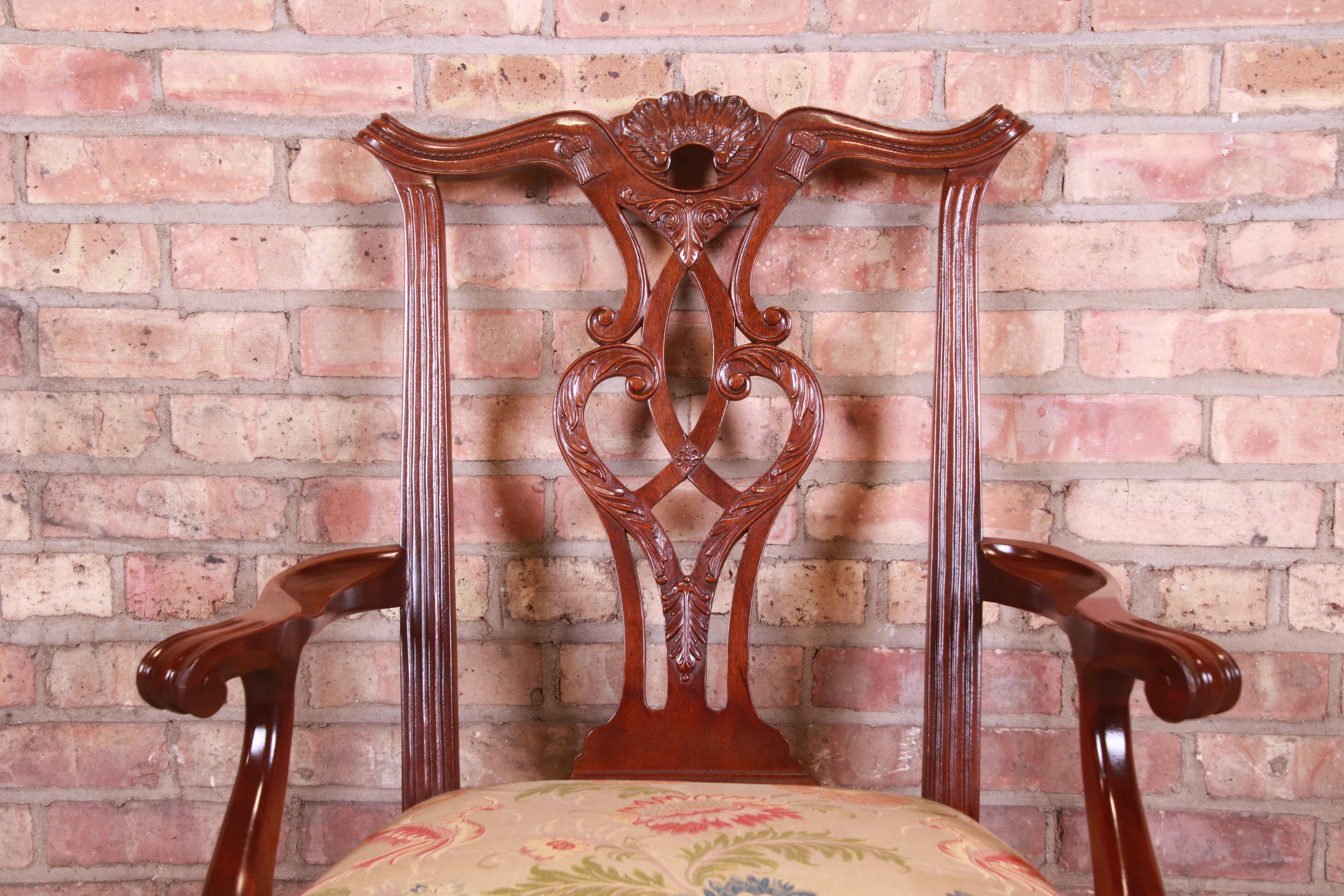 Henredon Chippendale Carved Mahogany Dining Chairs, Set of Eight 5