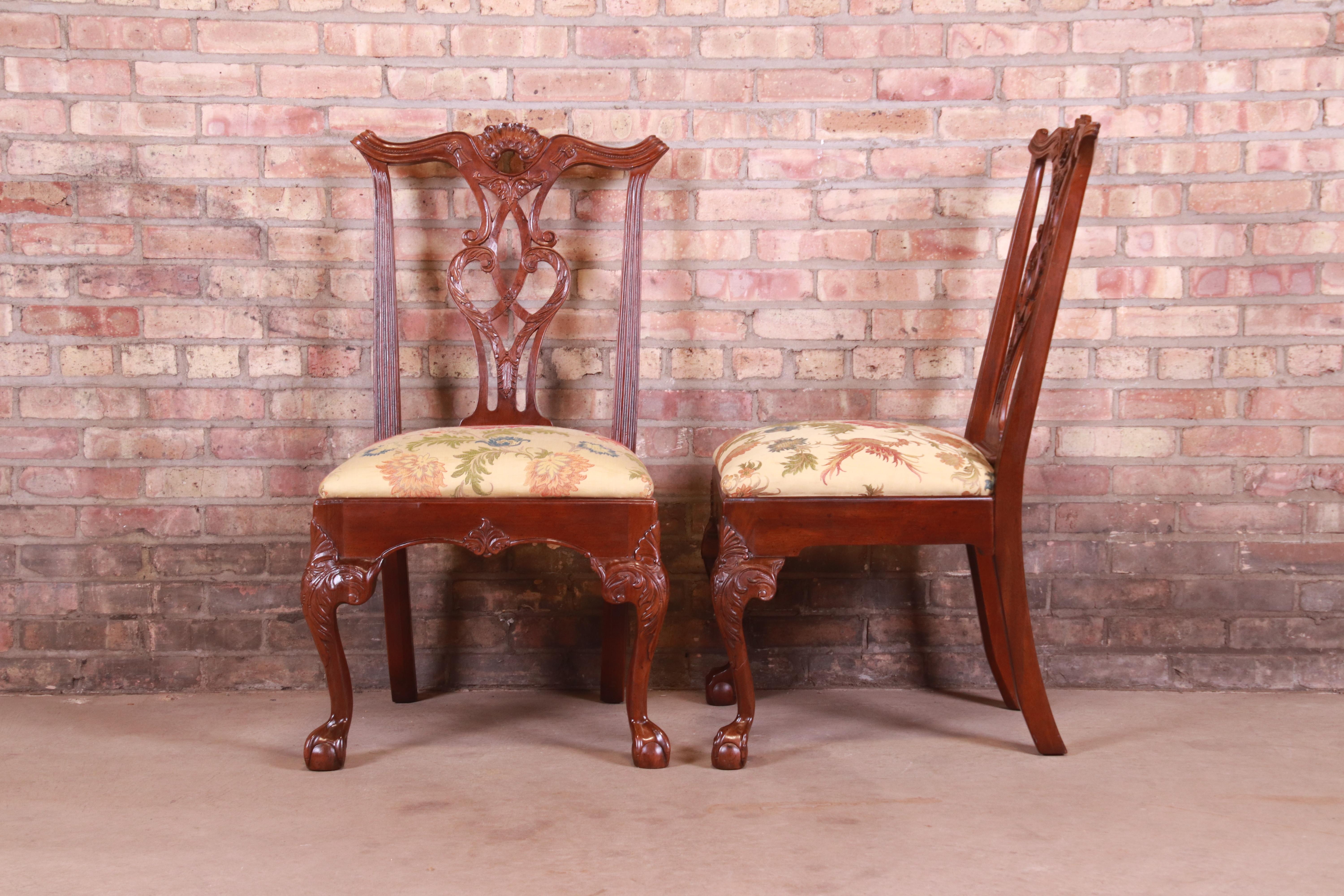 Henredon Chippendale Carved Mahogany Dining Chairs, Set of Eight 7