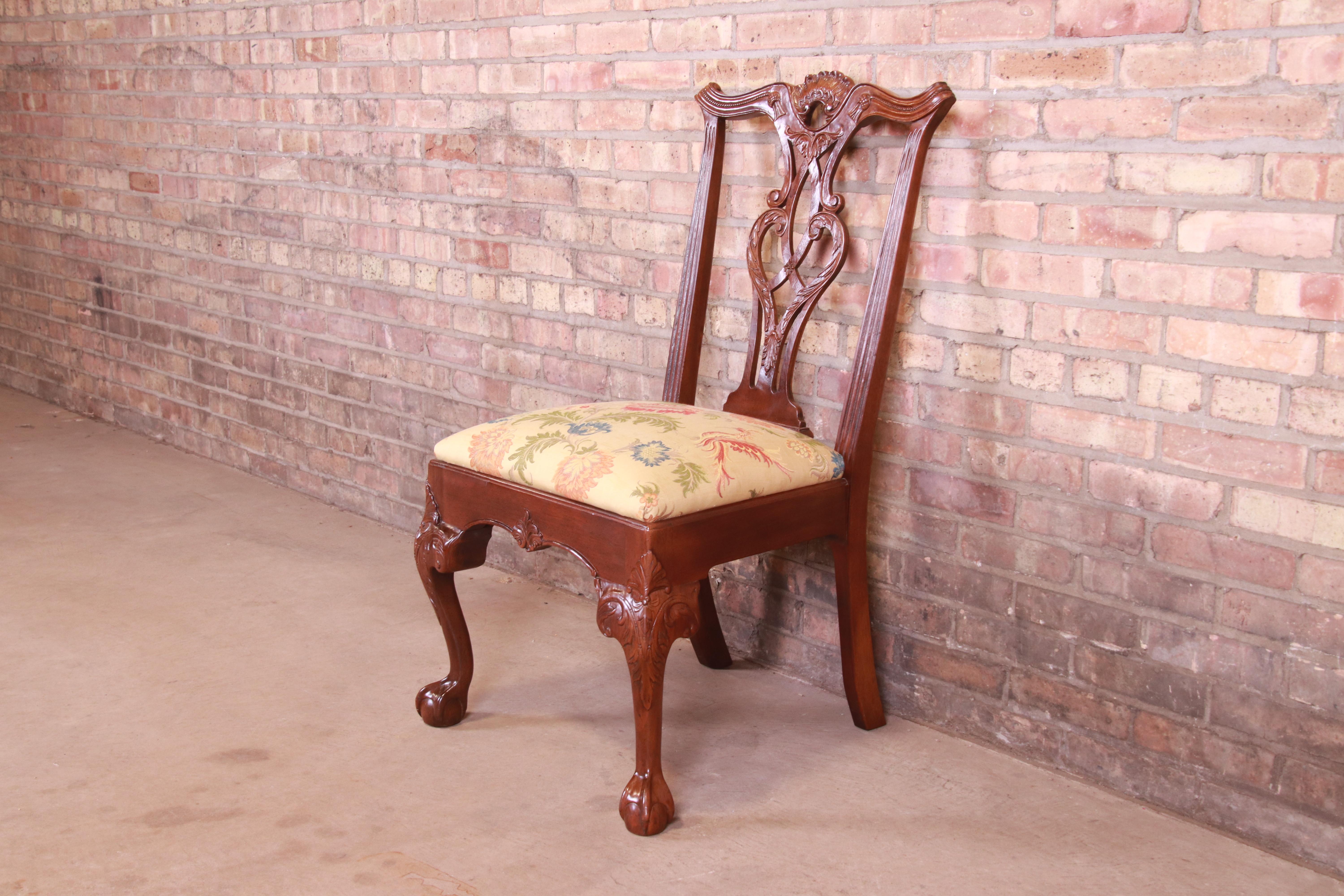 Henredon Chippendale Carved Mahogany Dining Chairs, Set of Eight 8