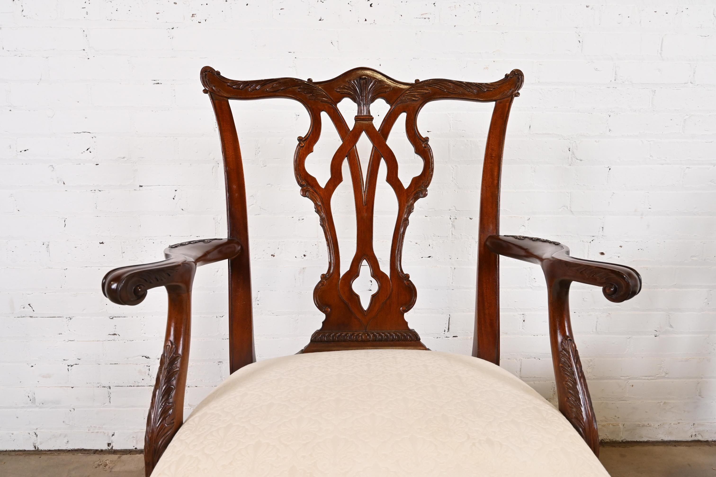 Henredon Chippendale Carved Mahogany Dining Chairs, Set of Eight 9