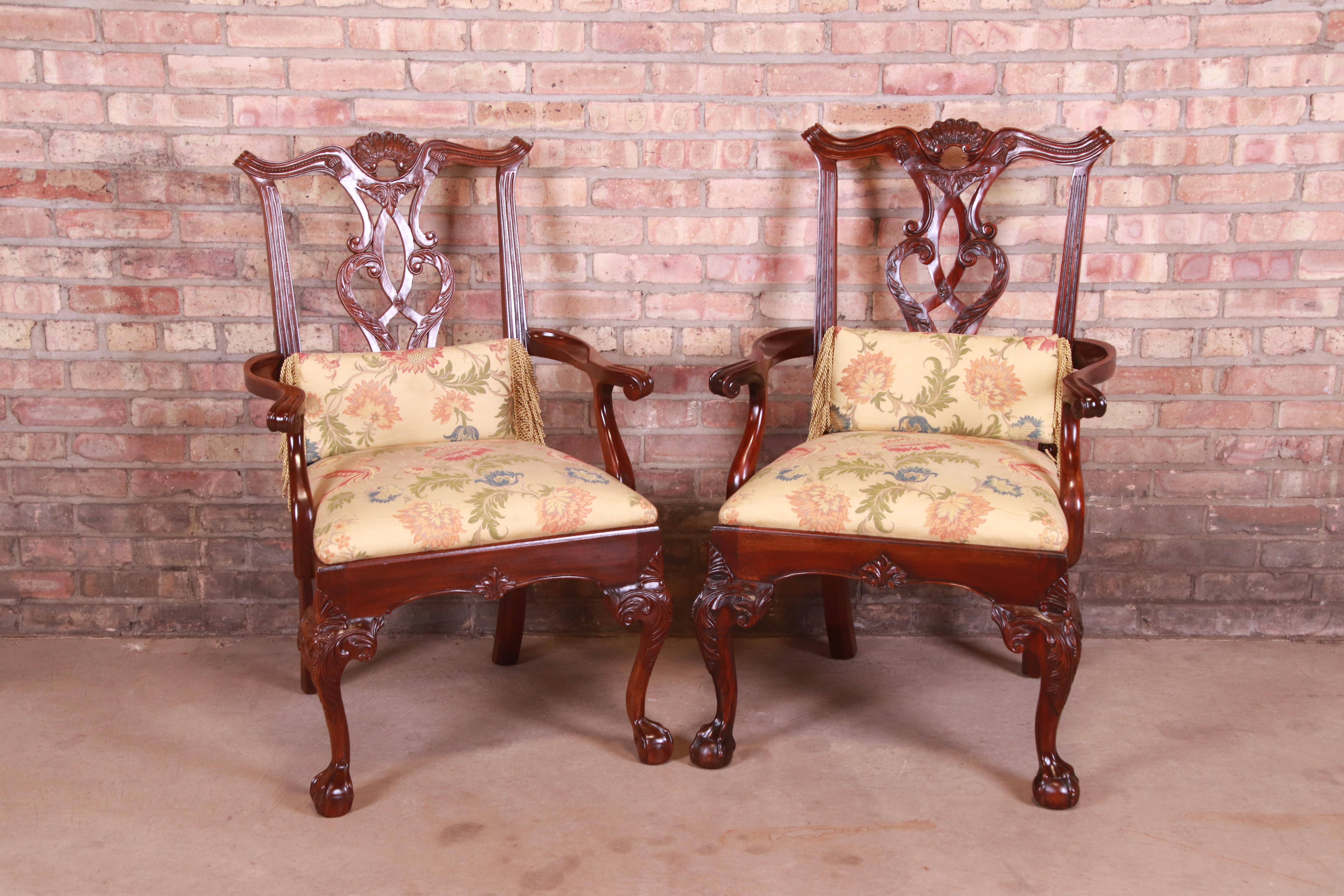 Henredon Chippendale Carved Mahogany Dining Chairs, Set of Eight 1