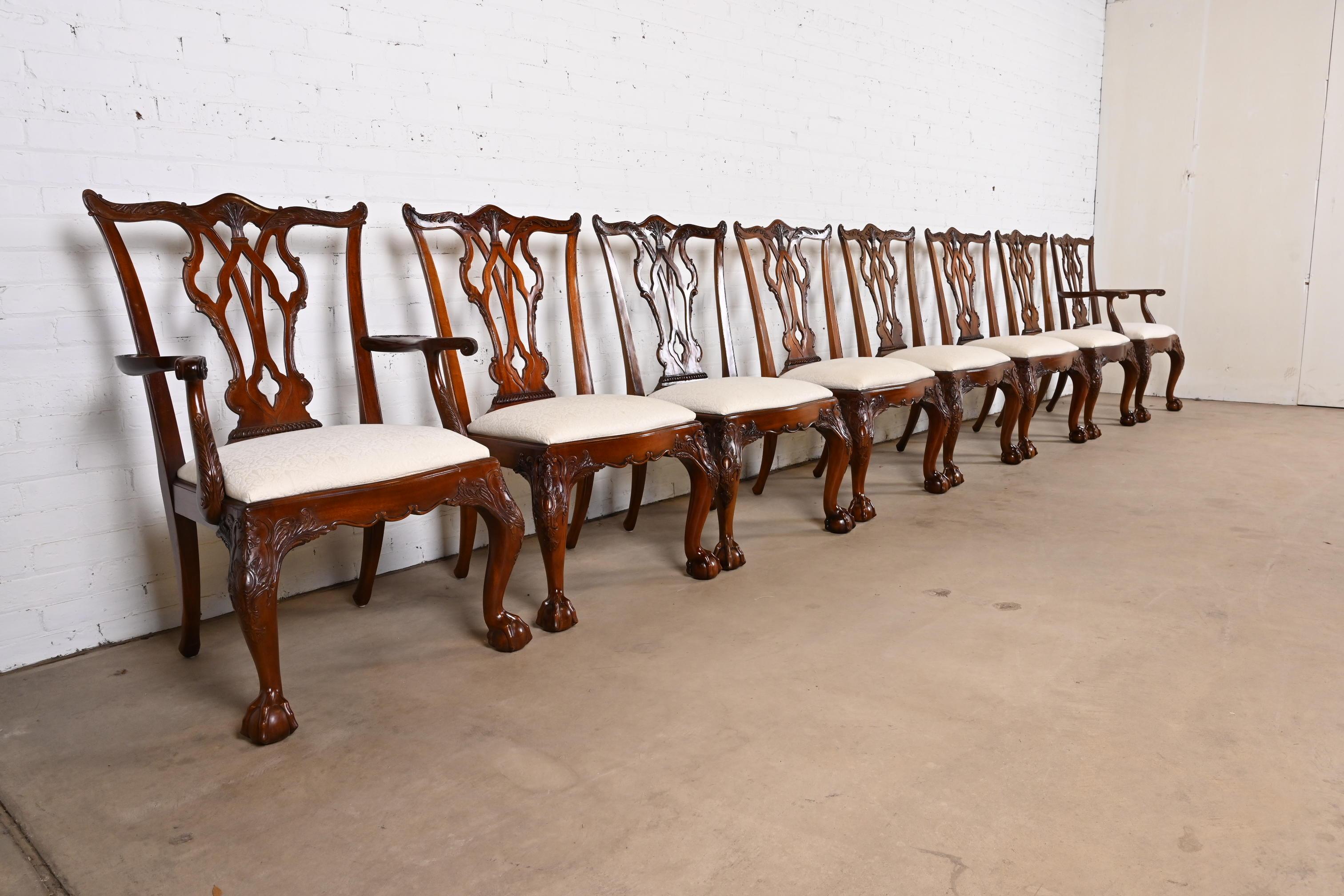 Henredon Chippendale Carved Mahogany Dining Chairs, Set of Eight 1