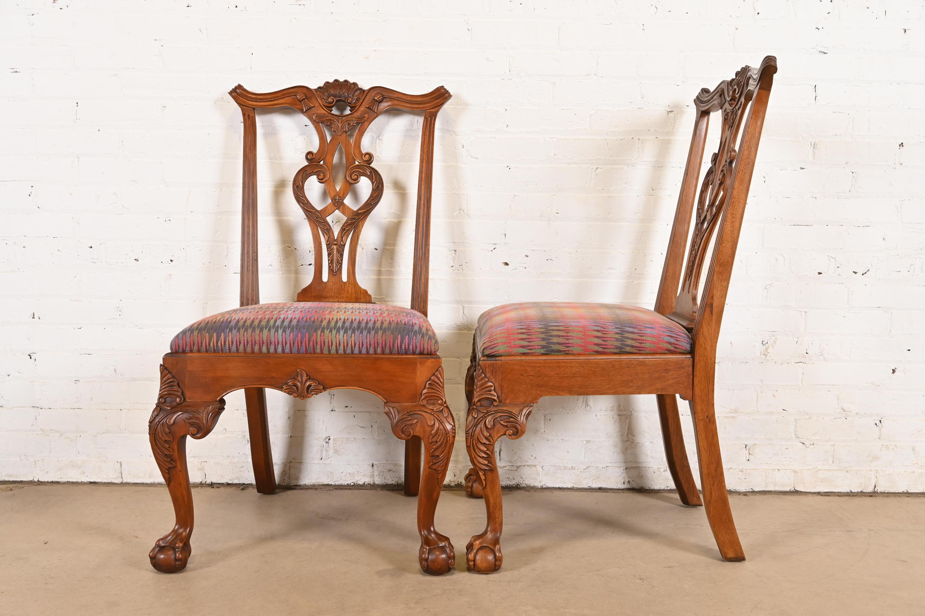 Henredon Chippendale Carved Mahogany Dining Chairs, Set of Eight 1