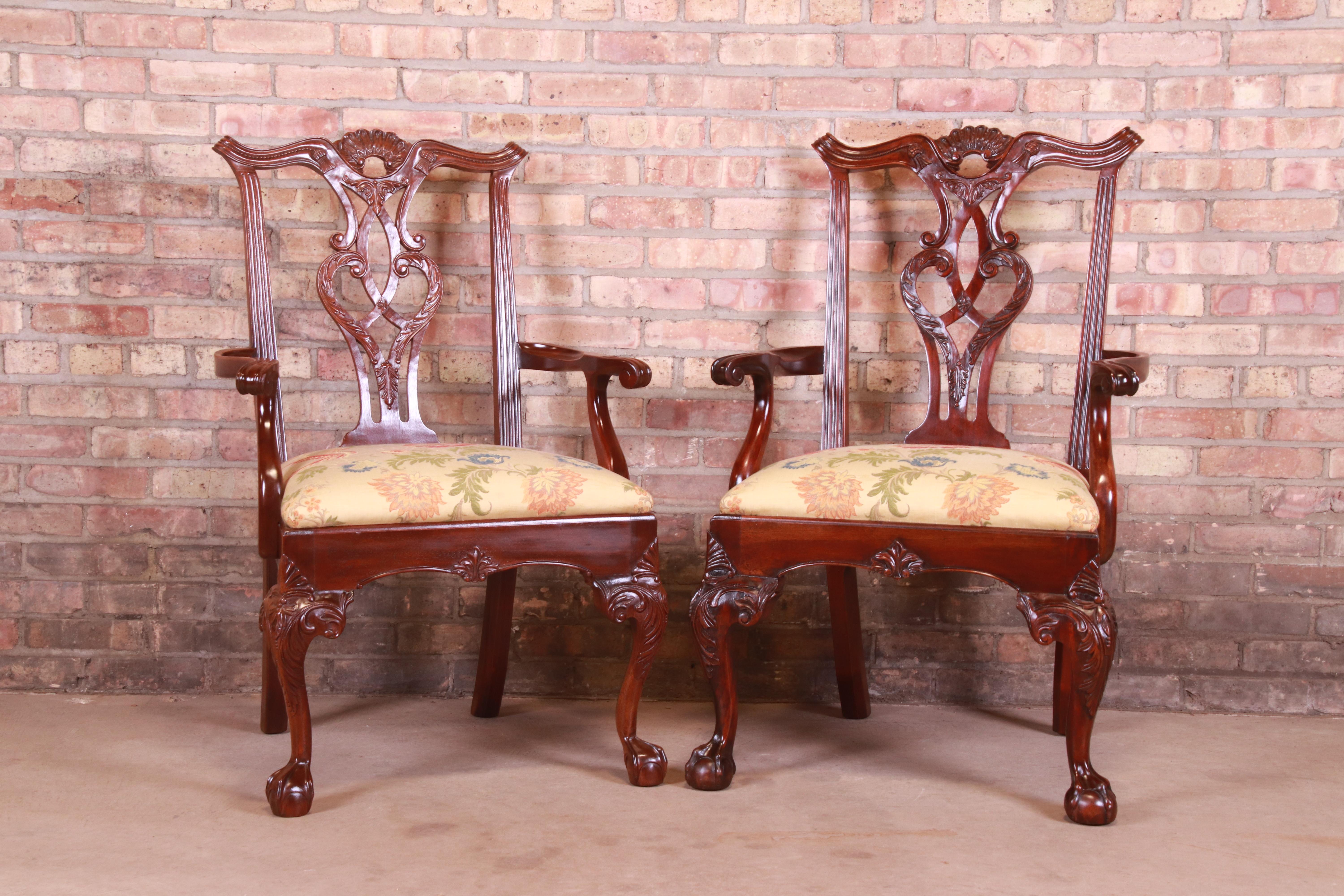 Henredon Chippendale Carved Mahogany Dining Chairs, Set of Eight 2