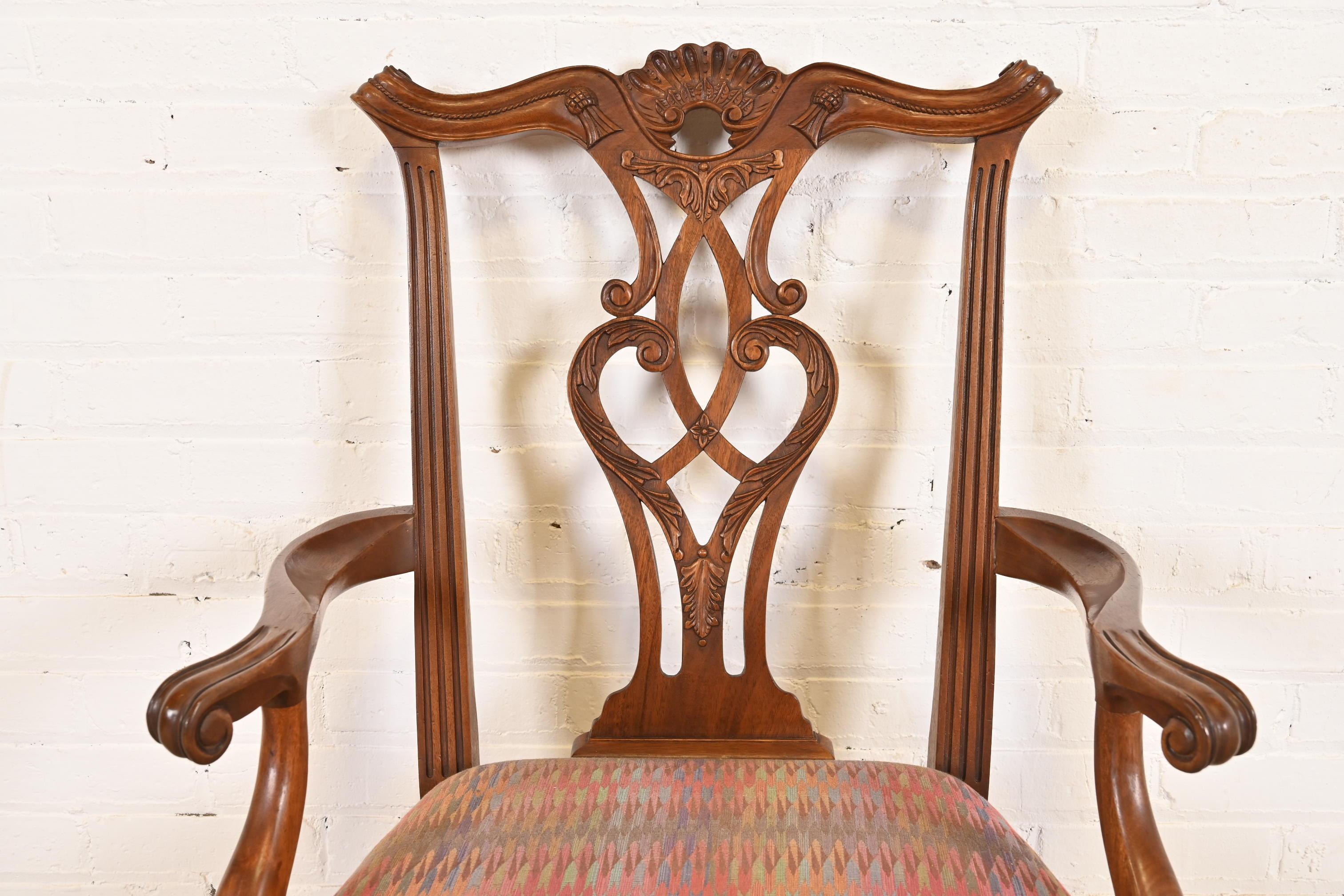 Henredon Chippendale Carved Mahogany Dining Chairs, Set of Eight 2