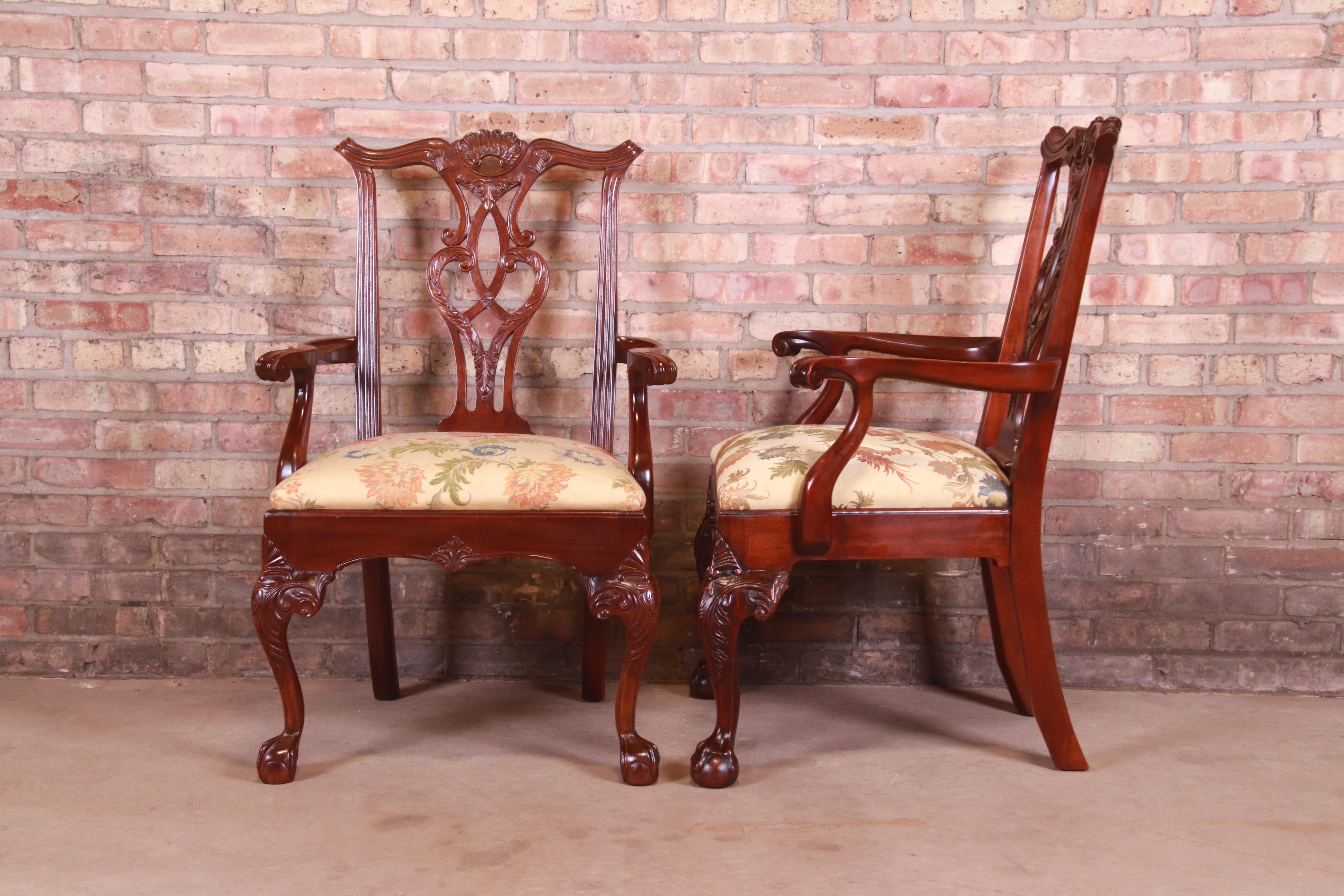 Henredon Chippendale Carved Mahogany Dining Chairs, Set of Eight 3