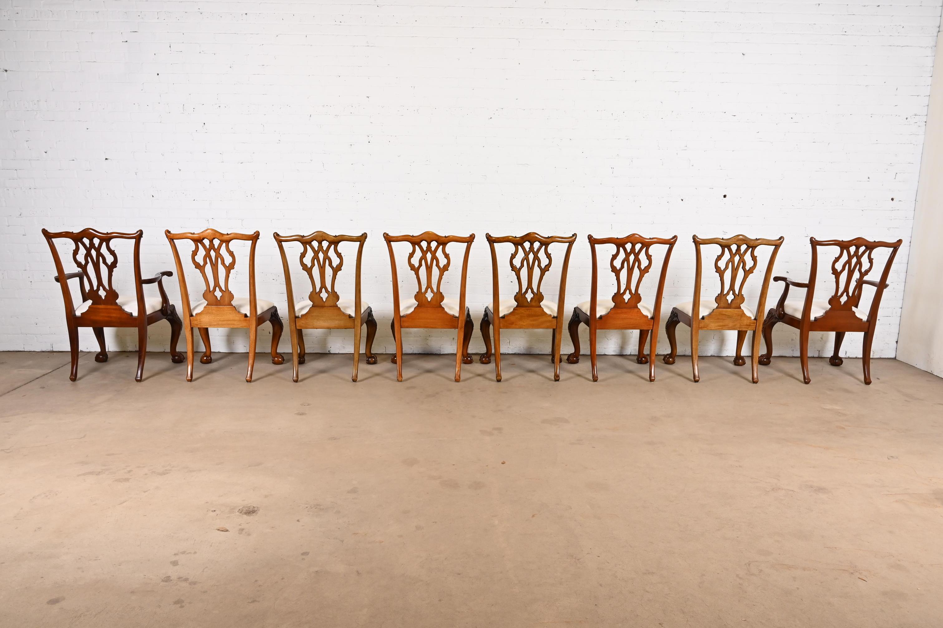 Henredon Chippendale Carved Mahogany Dining Chairs, Set of Eight 3
