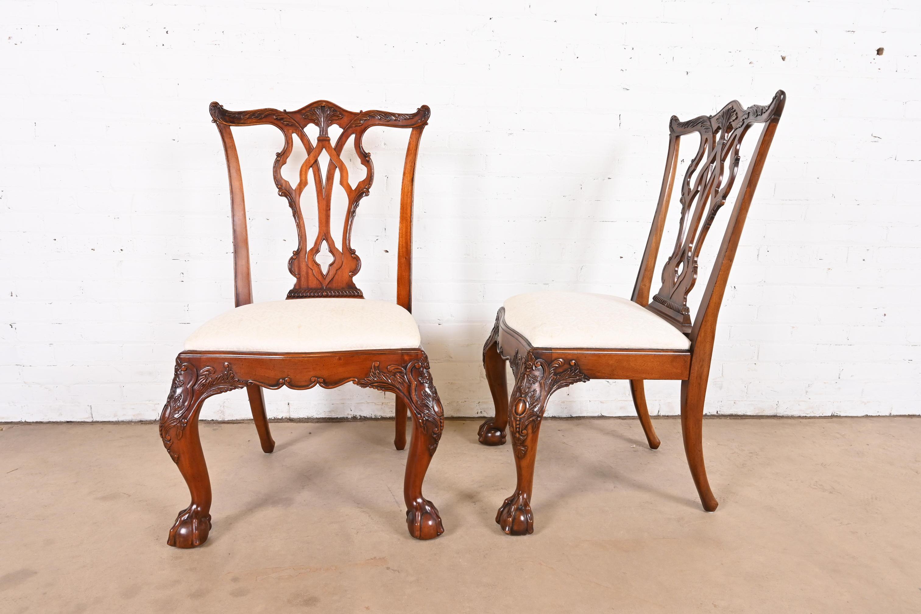 Henredon Chippendale Carved Mahogany Dining Chairs, Set of Four 7