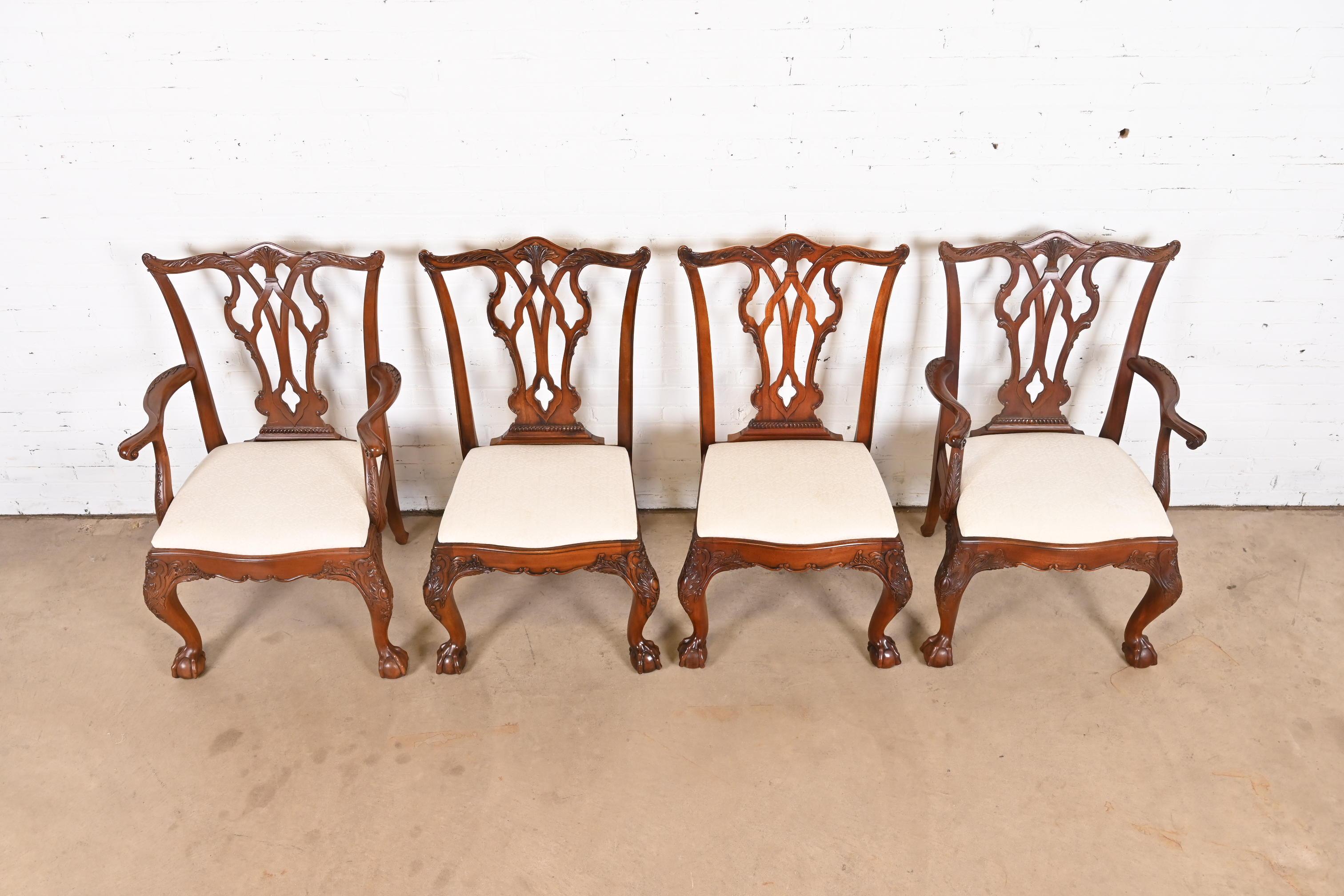 Henredon Chippendale Carved Mahogany Dining Chairs, Set of Four 2