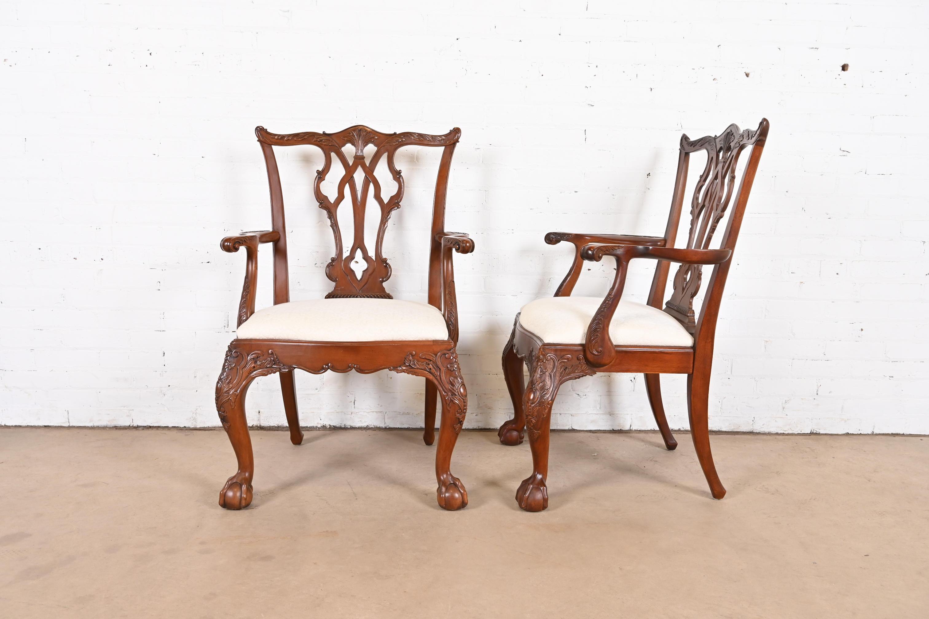 Henredon Chippendale Carved Mahogany Dining Chairs, Set of Four 3