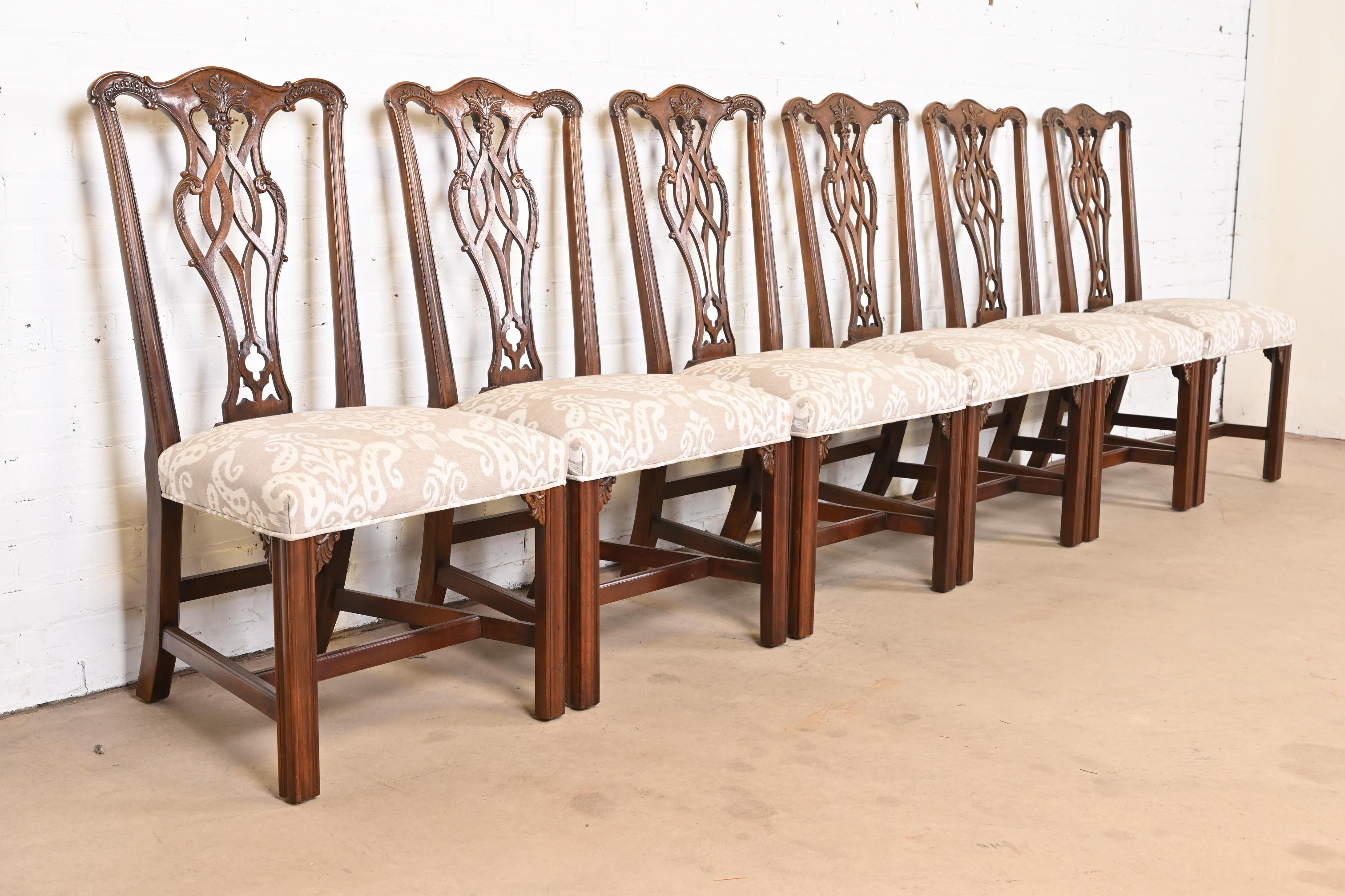 Henredon Chippendale Carved Mahogany Dining Chairs, Set of Six 1
