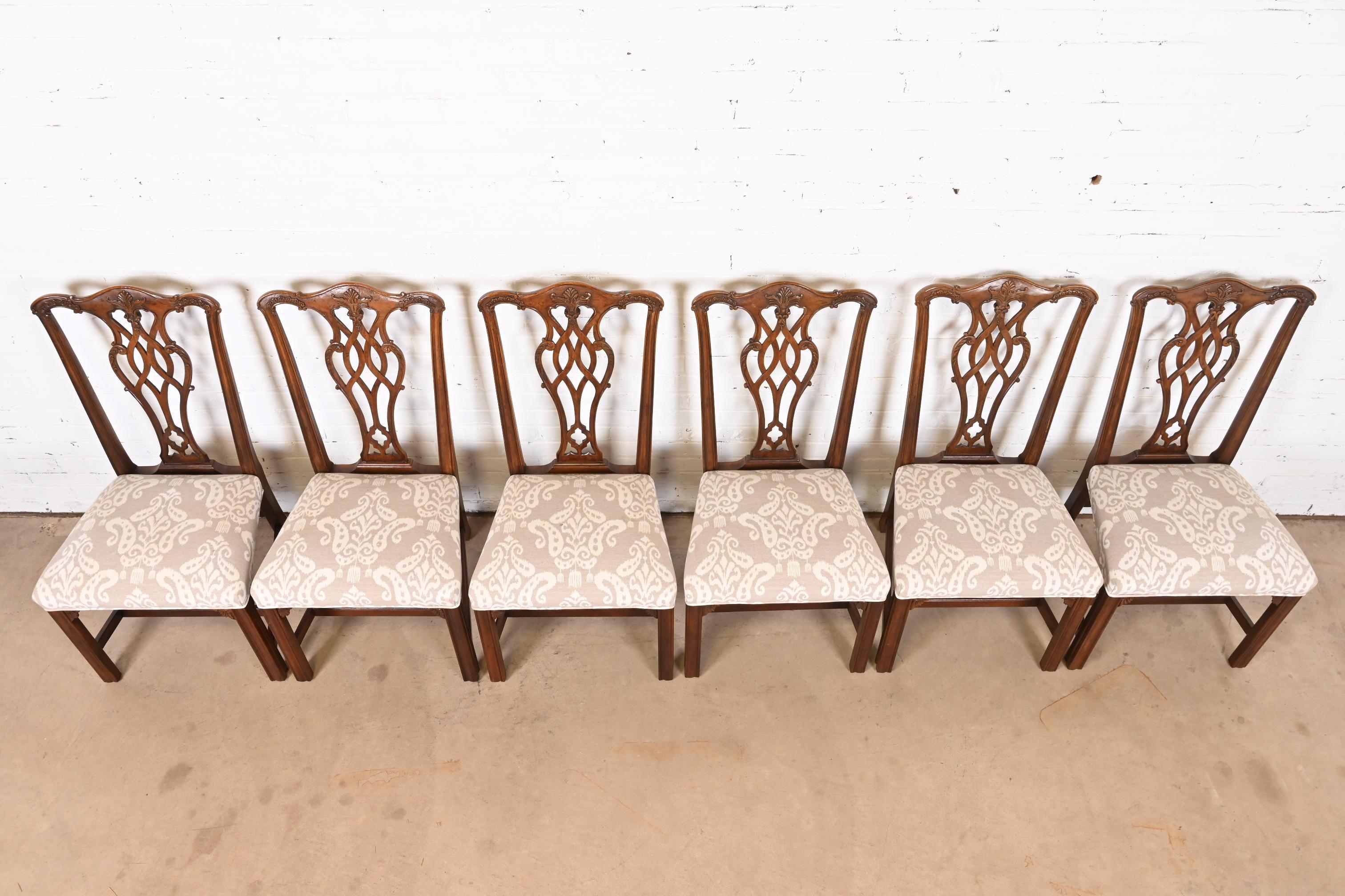 Henredon Chippendale Carved Mahogany Dining Chairs, Set of Six 2