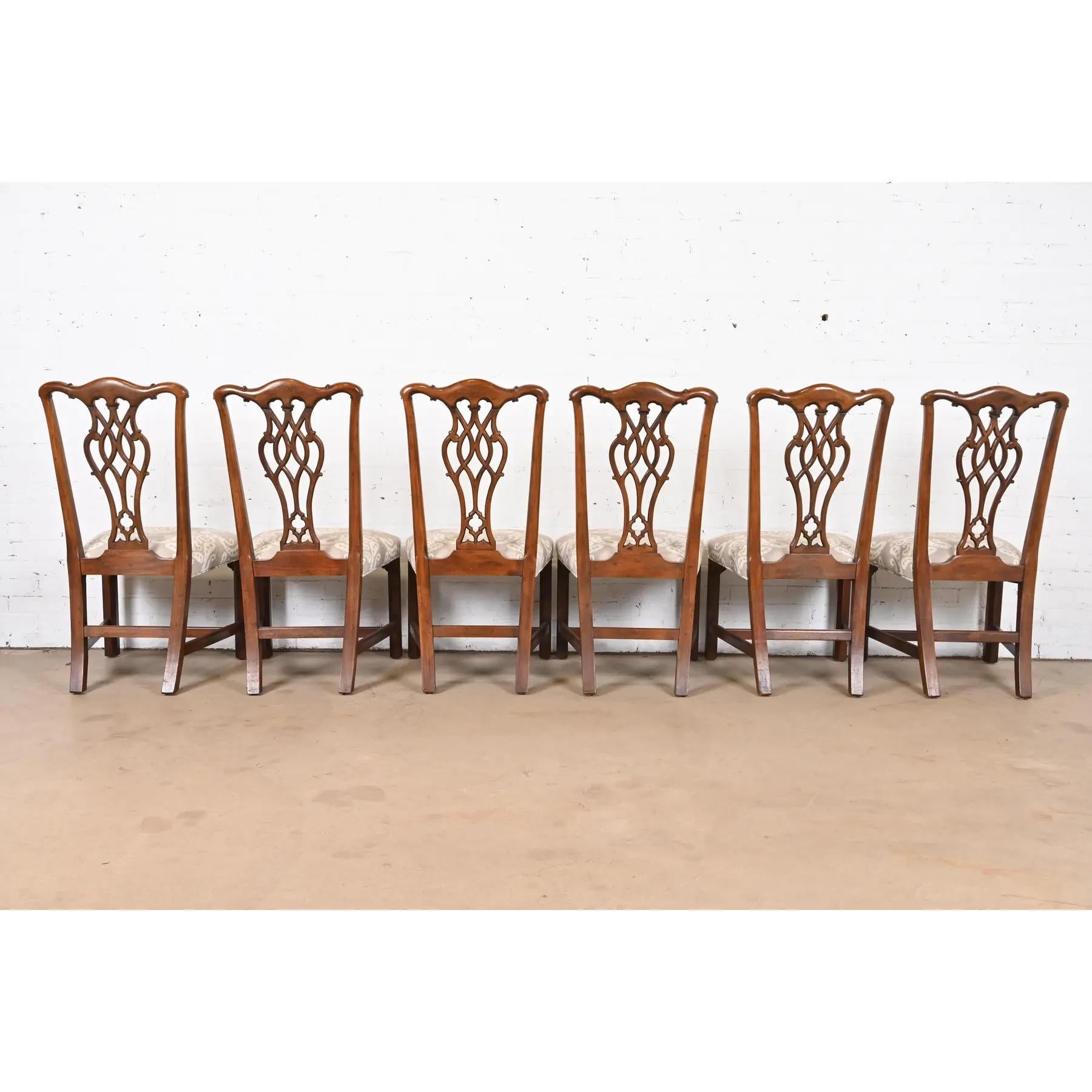 Henredon Chippendale ensemble de six chaises de salle à manger en acajou sculpté en vente 2