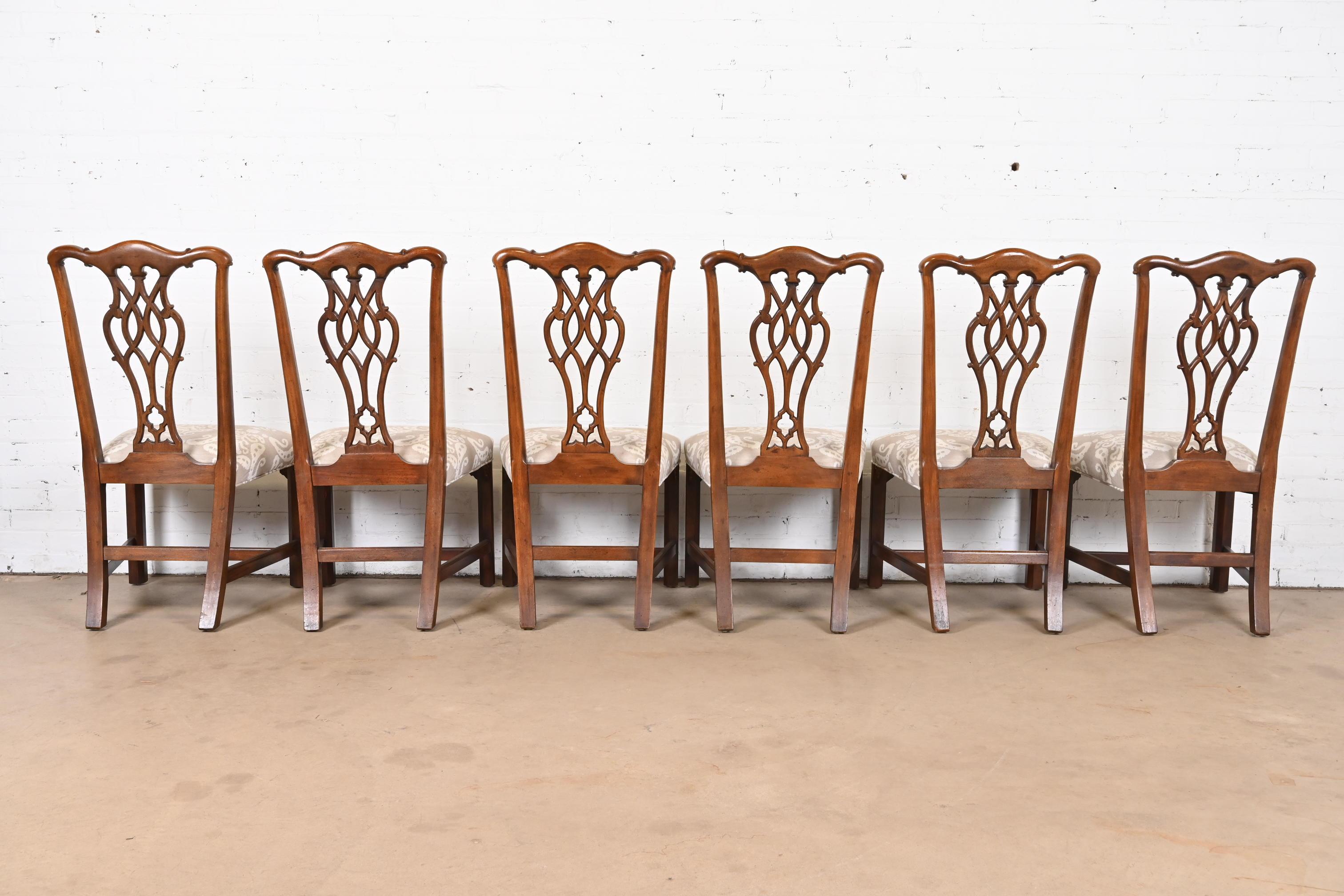 Henredon Chippendale Carved Mahogany Dining Chairs, Set of Six 3