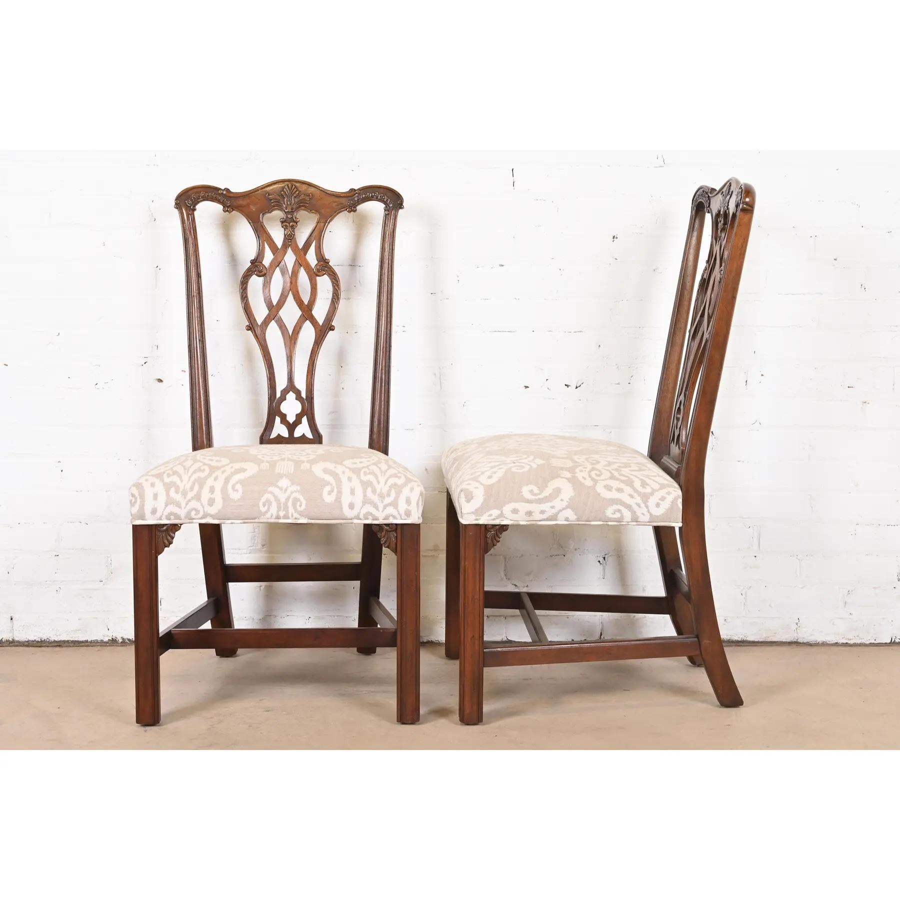 Henredon Chippendale ensemble de six chaises de salle à manger en acajou sculpté en vente 3