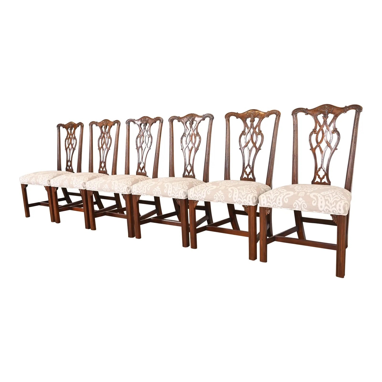 Henredon Chippendale ensemble de six chaises de salle à manger en acajou sculpté en vente