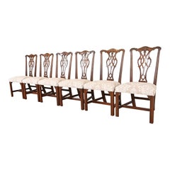 Henredon Chippendale ensemble de six chaises de salle à manger en acajou sculpté