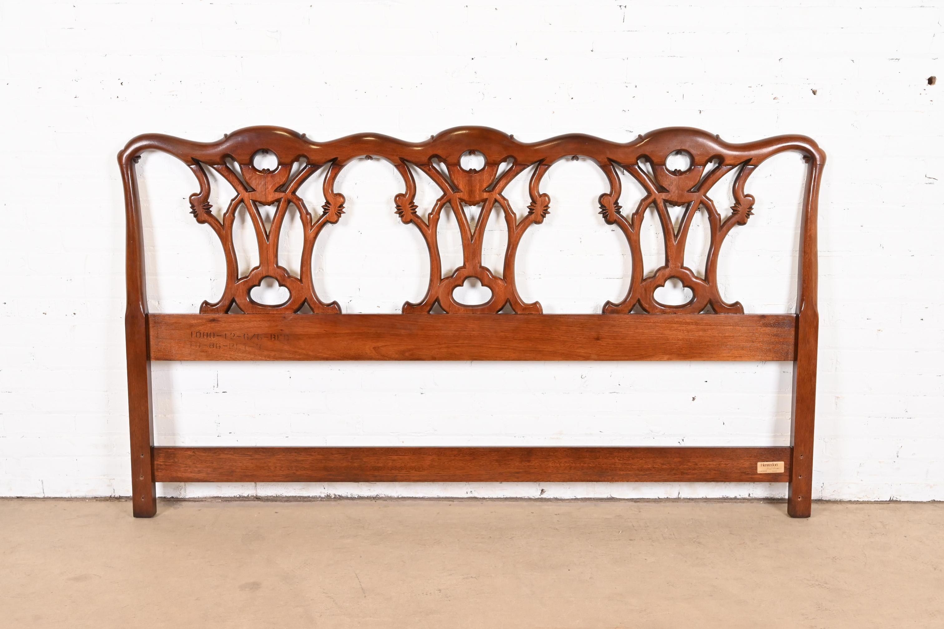 Henredon Chippendale Carved Mahogany King Size Headboard 4