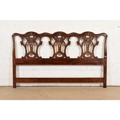 Henredon Chippendale Carved Mahogany King Size Headboard