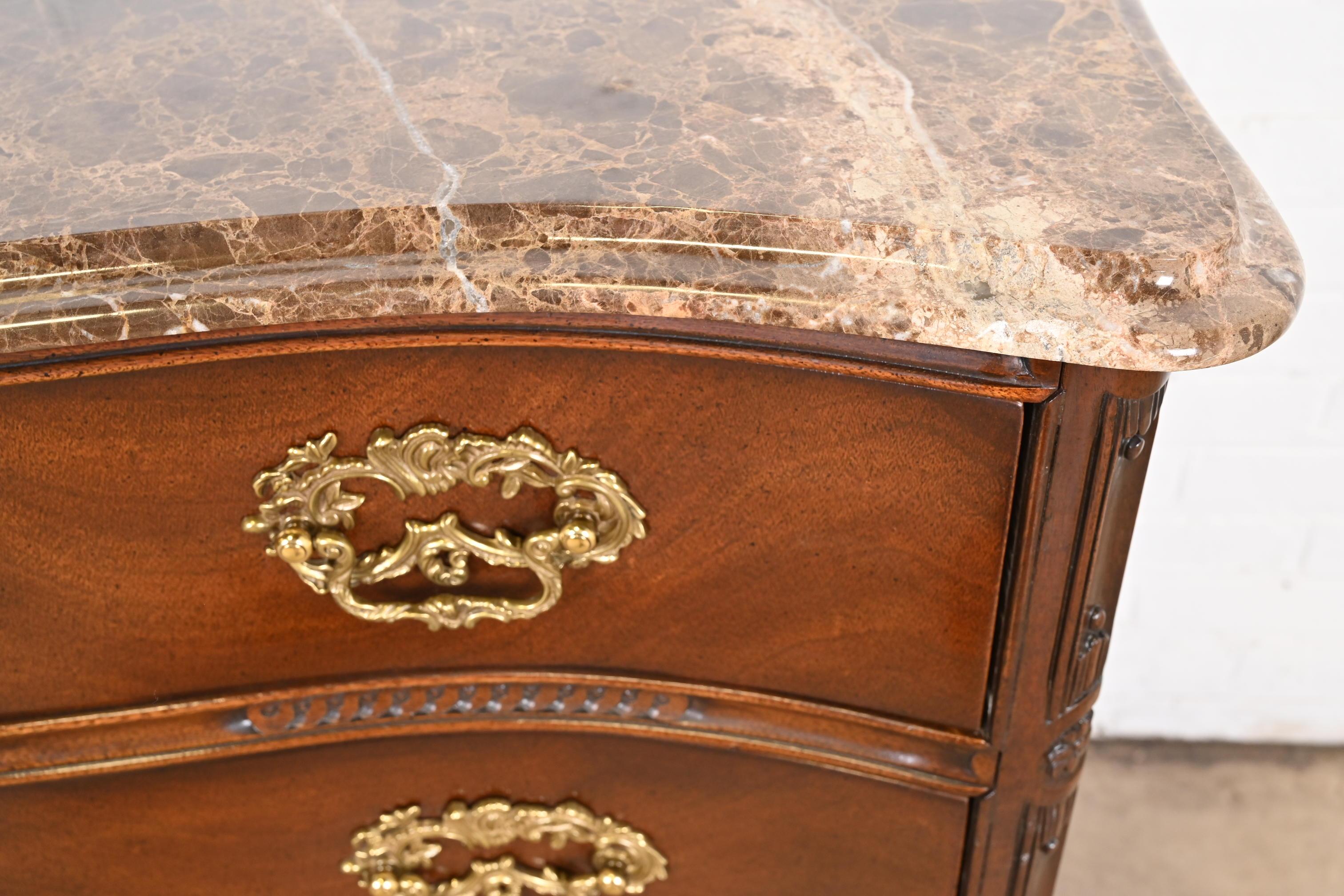 Henredon Chippendale Carved Mahogany Marble Top Serpentine Chest of Drawers For Sale 8