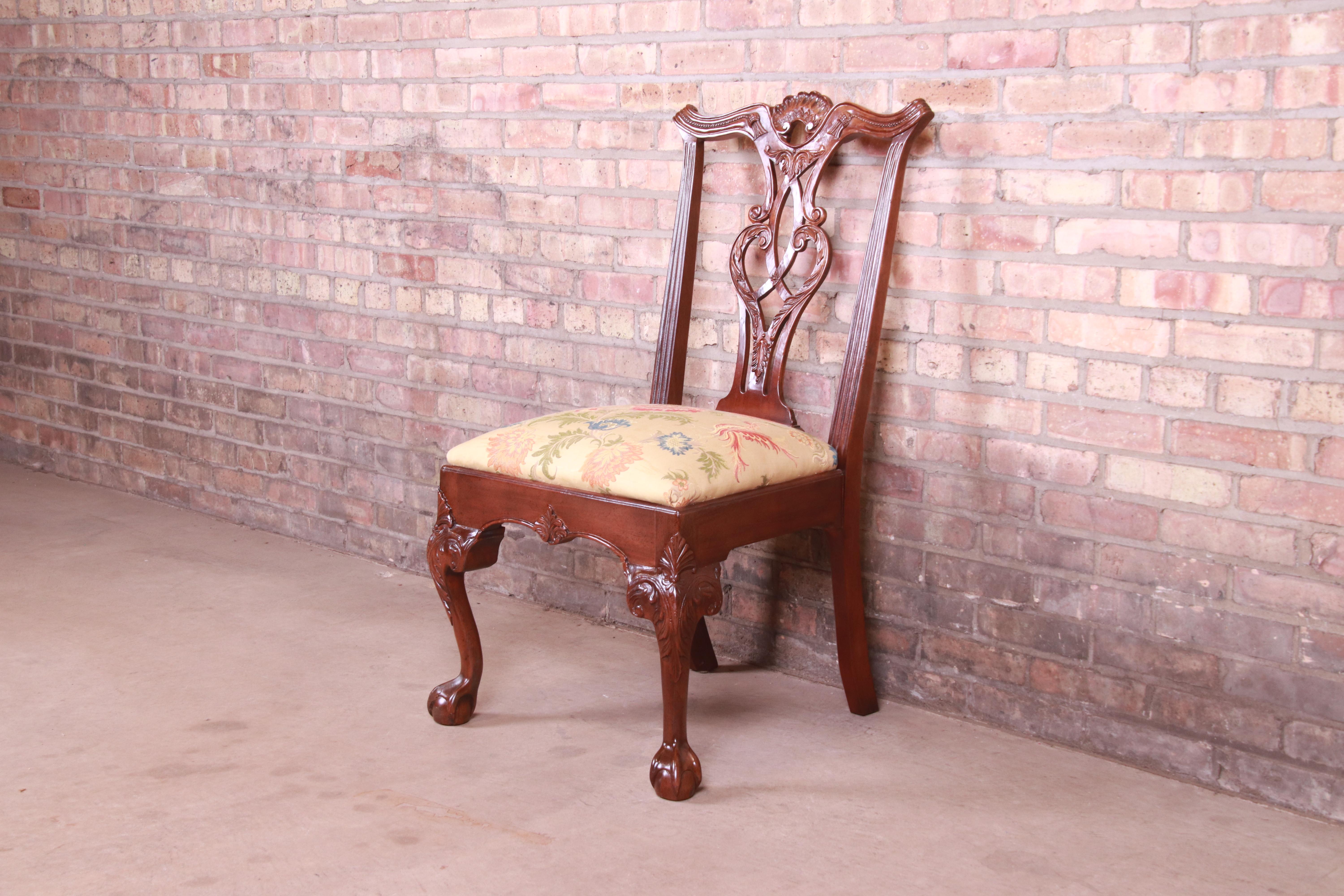 American Henredon Chippendale Carved Mahogany Side Chair