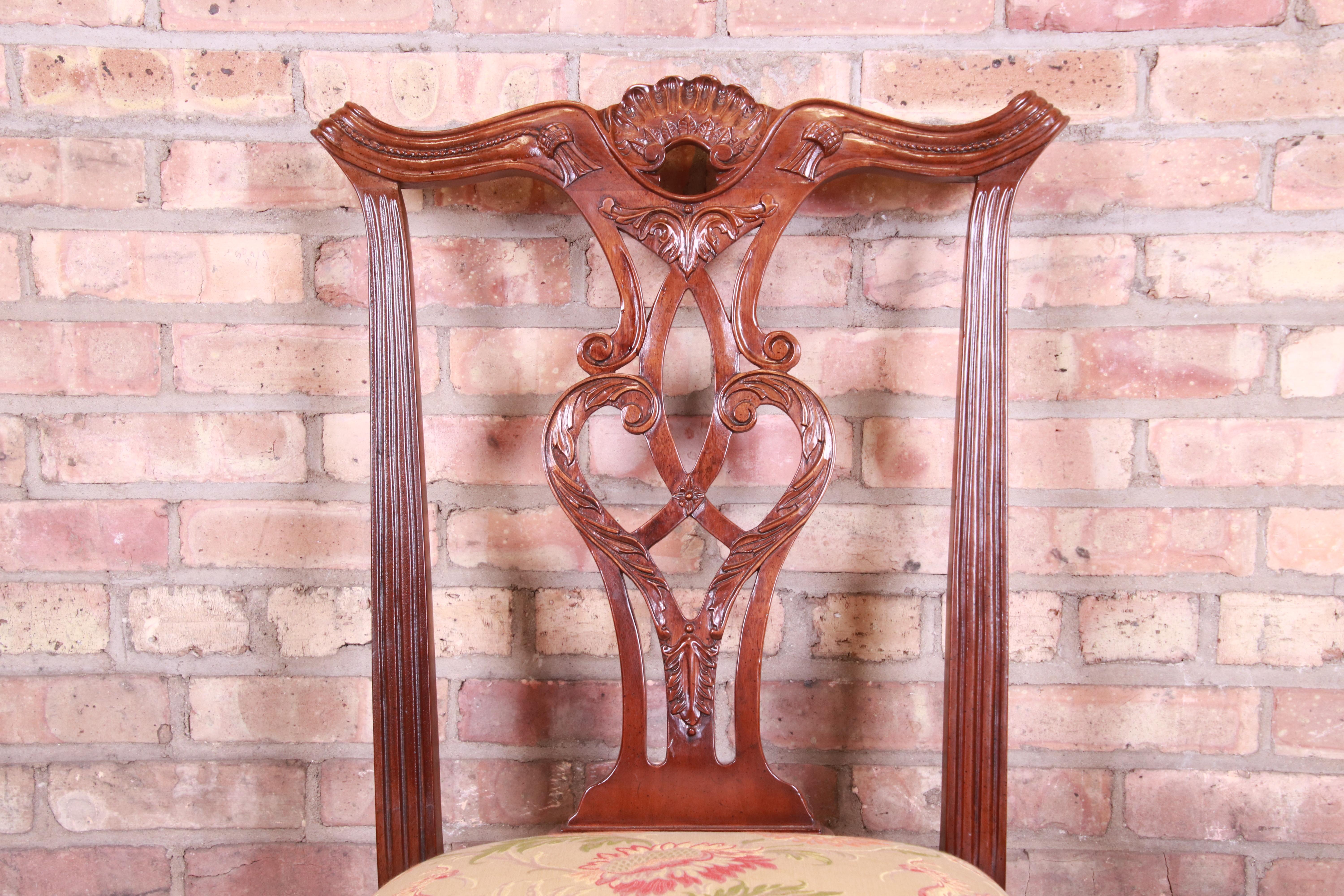 20th Century Henredon Chippendale Carved Mahogany Side Chair